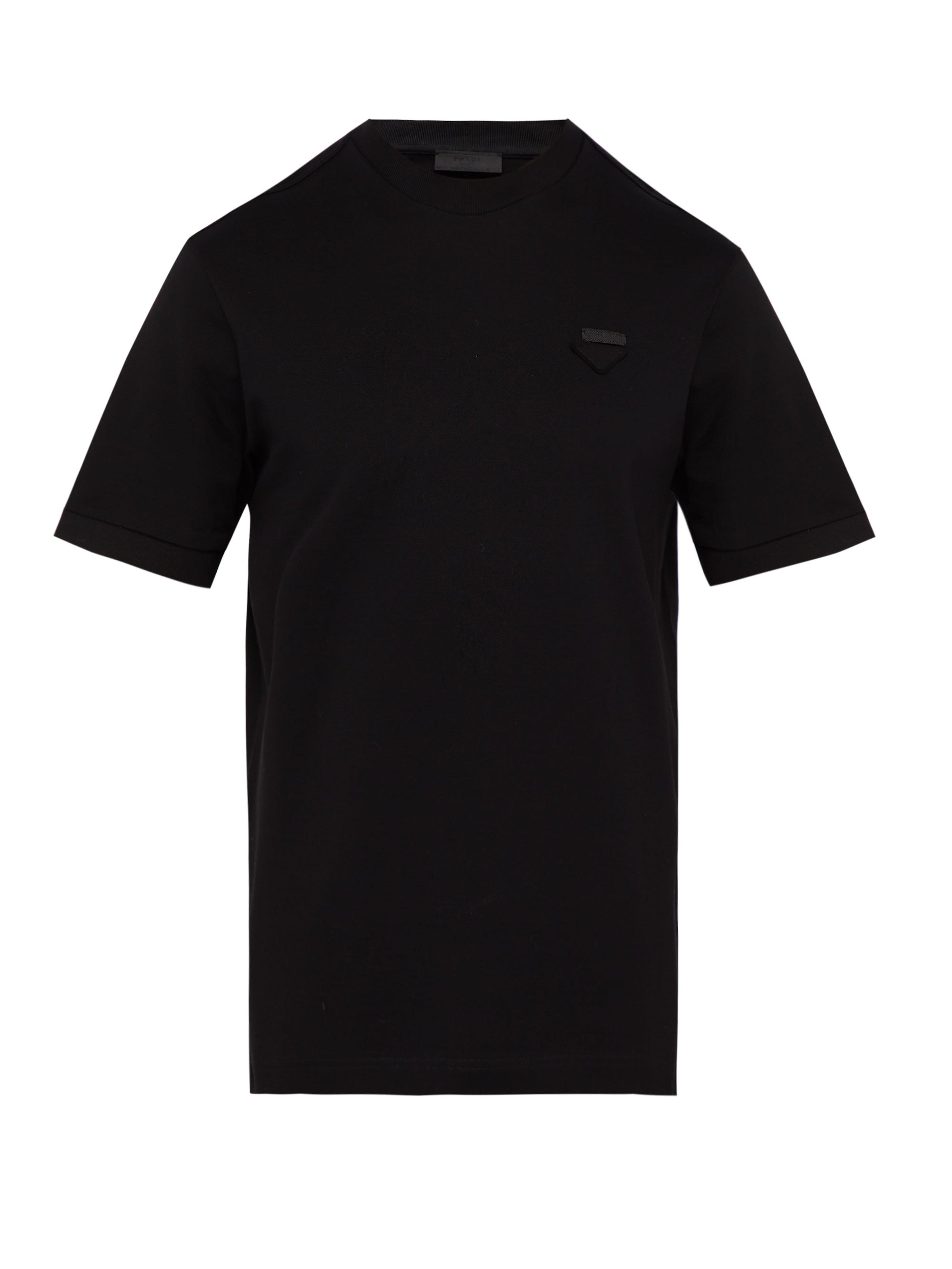 Prada Cotton Logo Piqué Tshirt in Black for Men Lyst