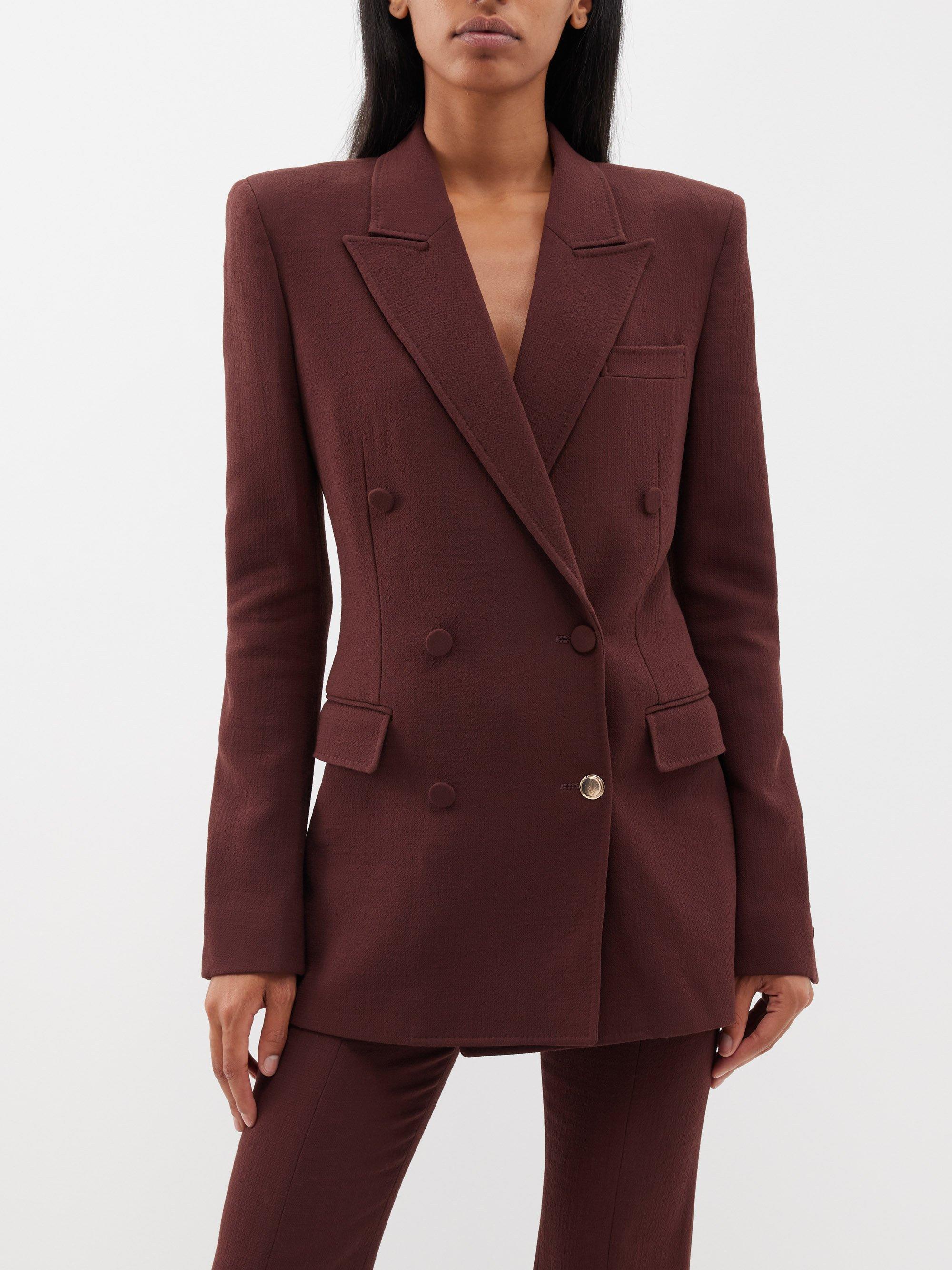 Gabriela Hearst Gavin Double-breasted Crepe Blazer in Red