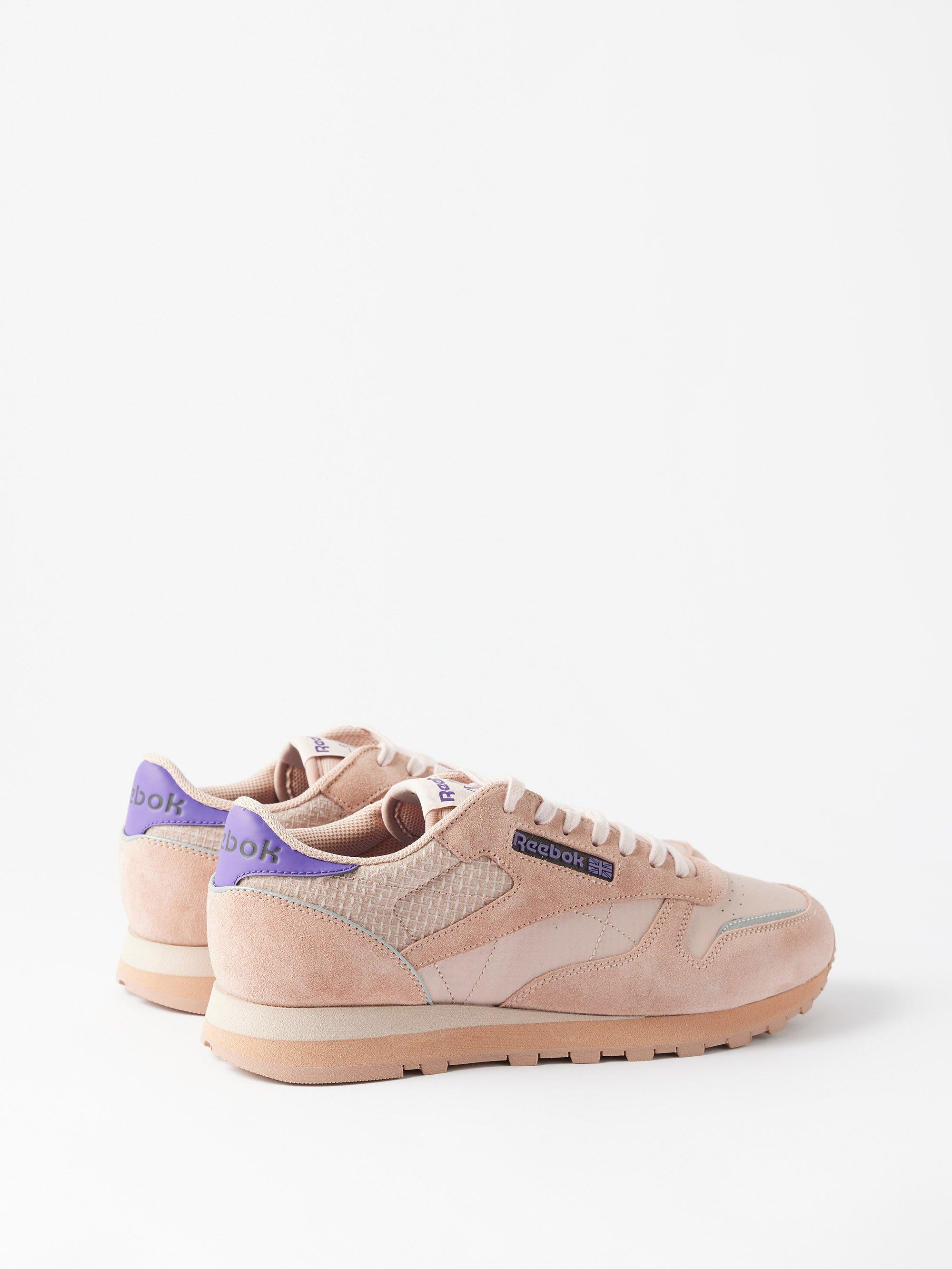 Reebok Classic Suede, Mesh And Leather Trainers in Pink | Lyst