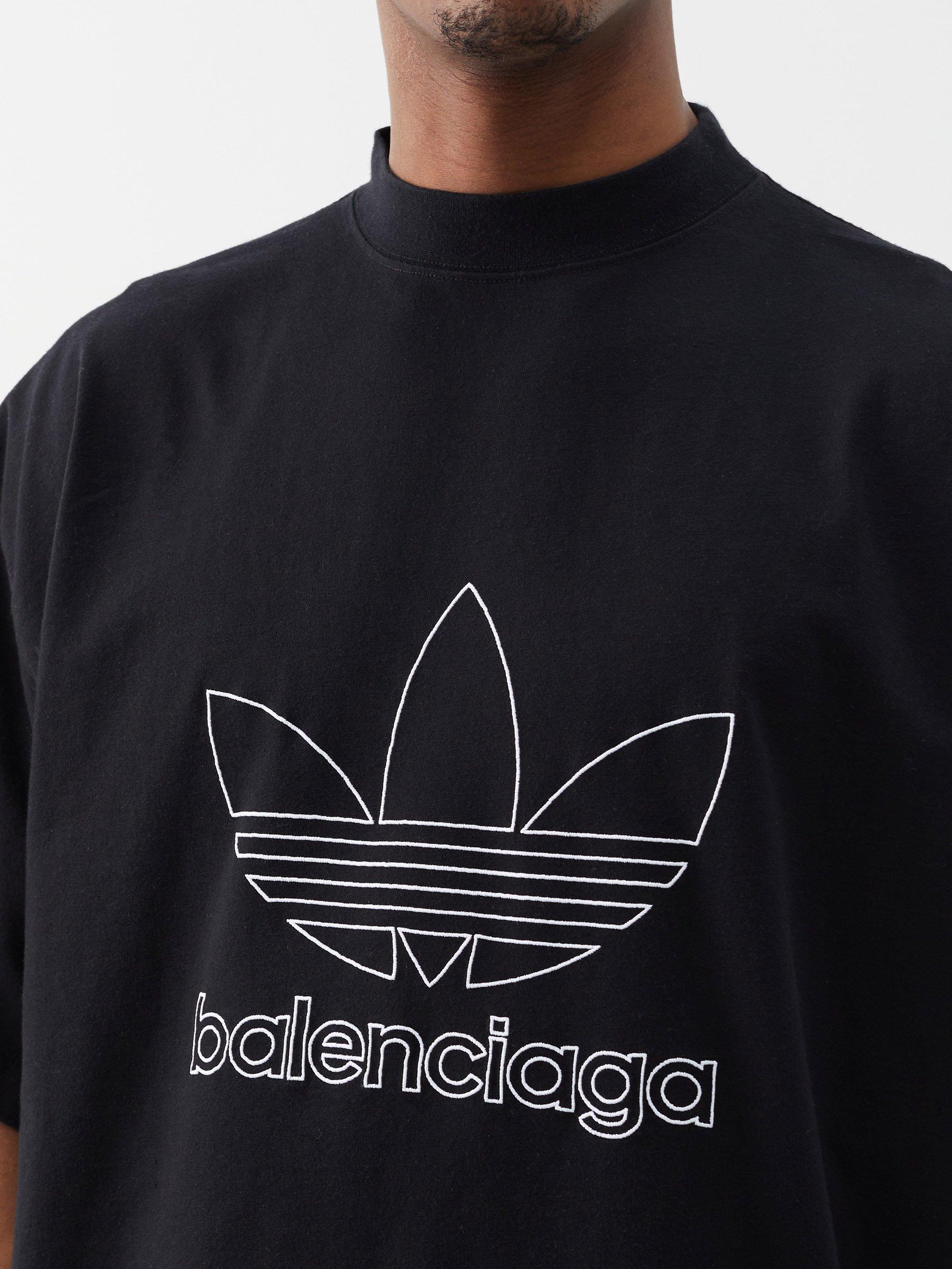 Balenciaga X Adidas Logo-print Oversized Cotton T-shirt in Black for Men |  Lyst
