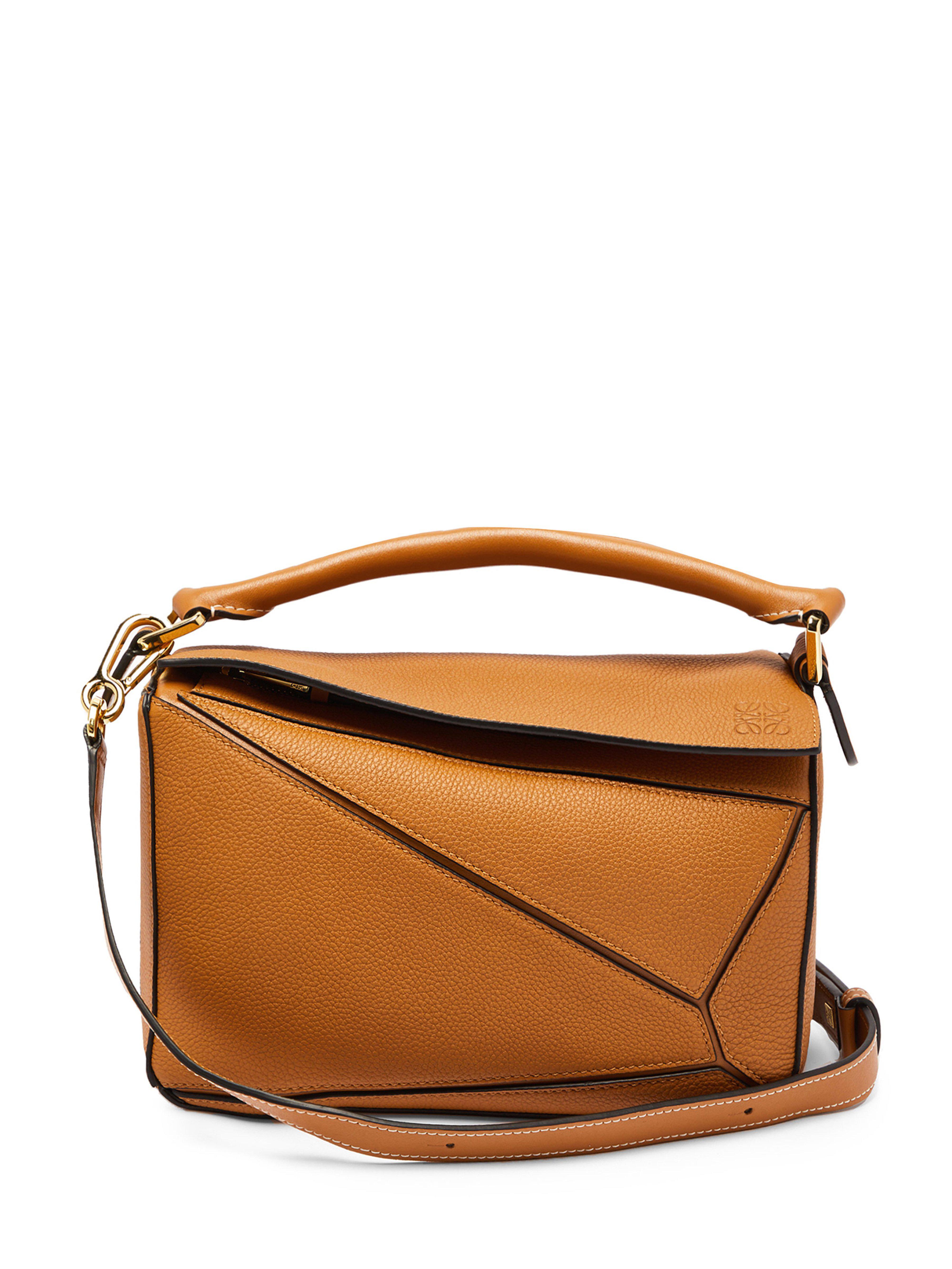 Loewe Puzzle Small Grained Leather Cross Body Bag in Brown Lyst