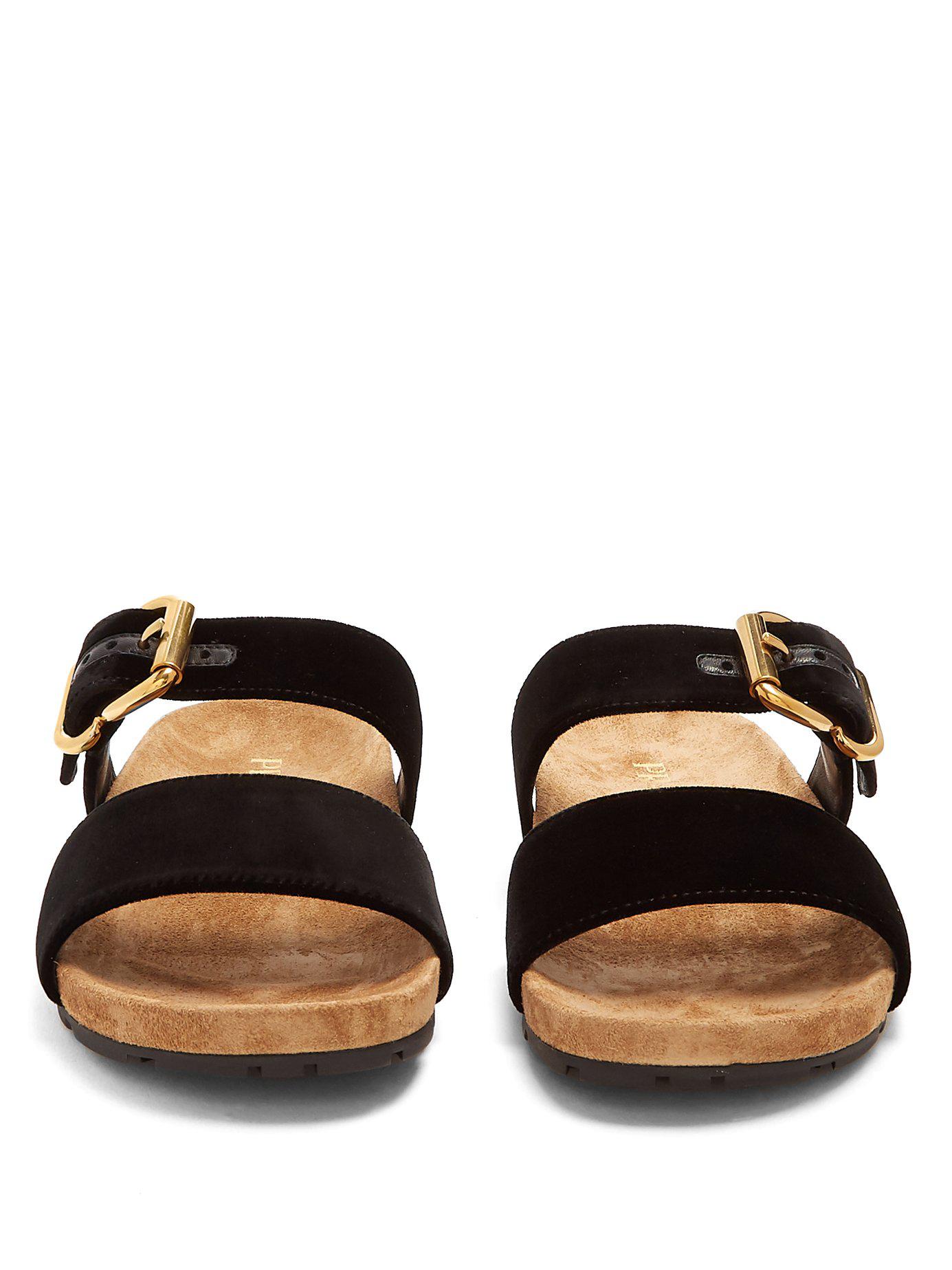 Prada velvet slip on cheap sandals