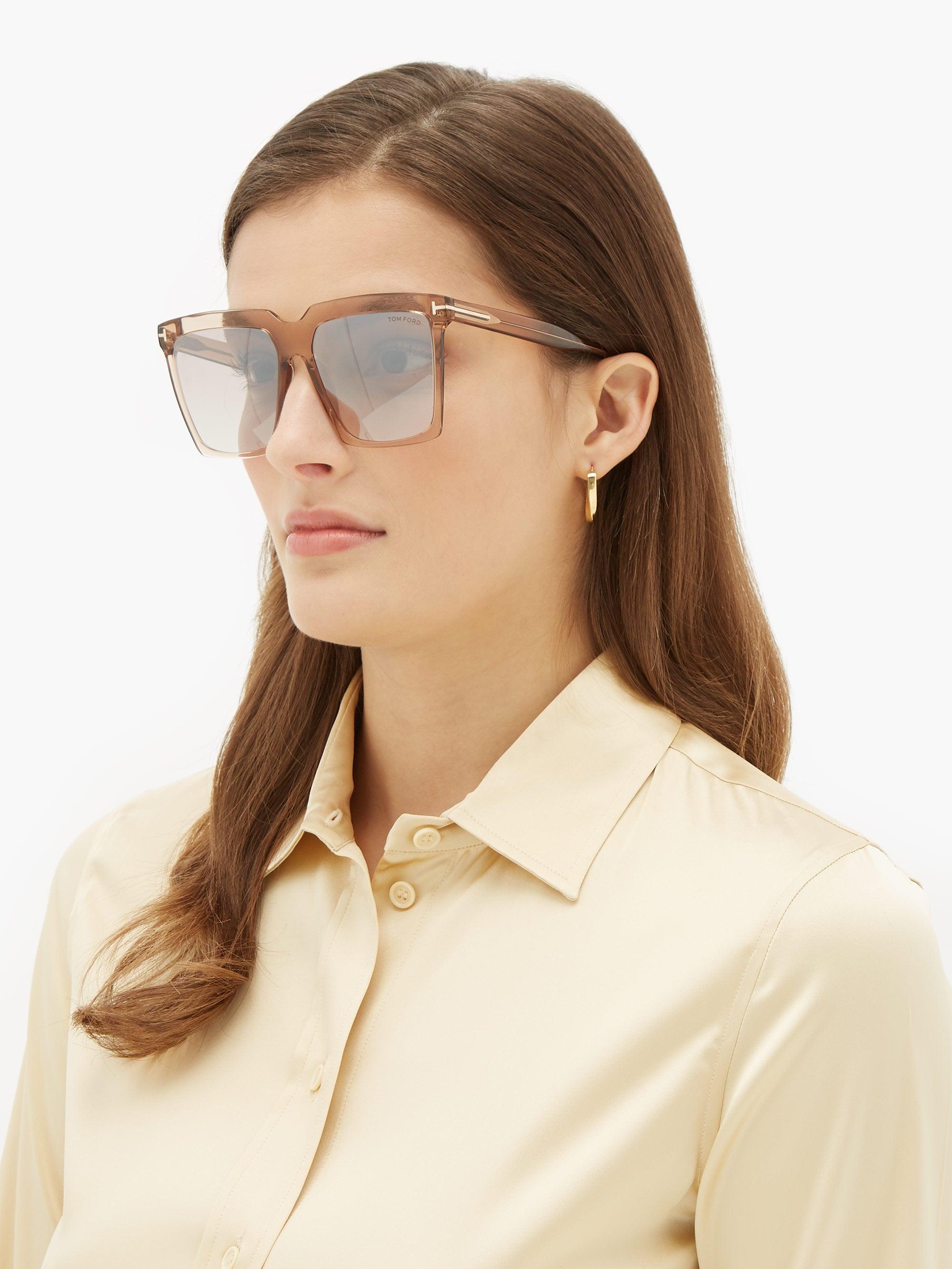 Tom Ford Sabrina Square Acetate Sunglasses | Lyst