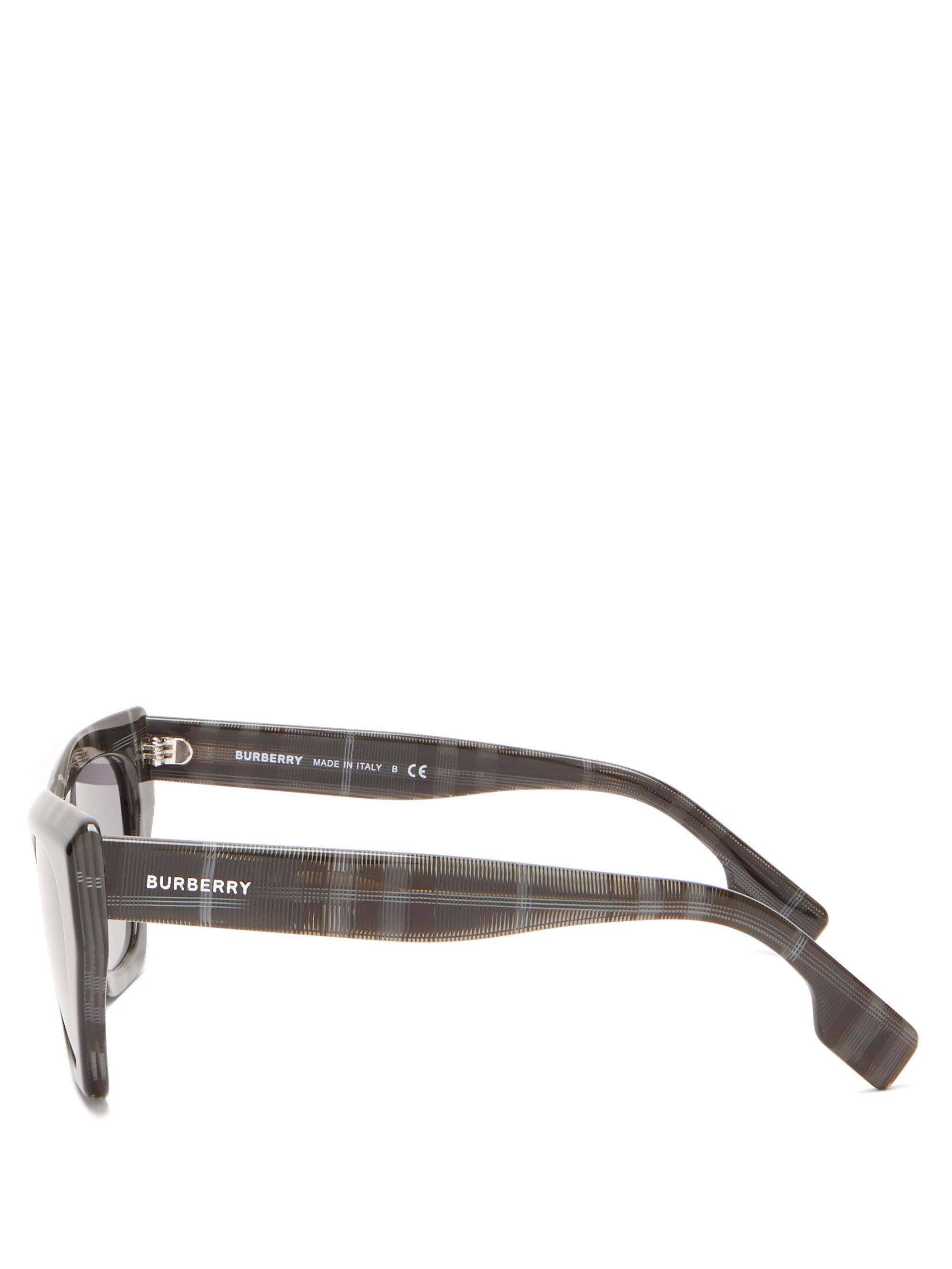 Mindre hårdtarbejdende banner Burberry House Check Square Cat-eye Acetate Sunglasses in Black | Lyst