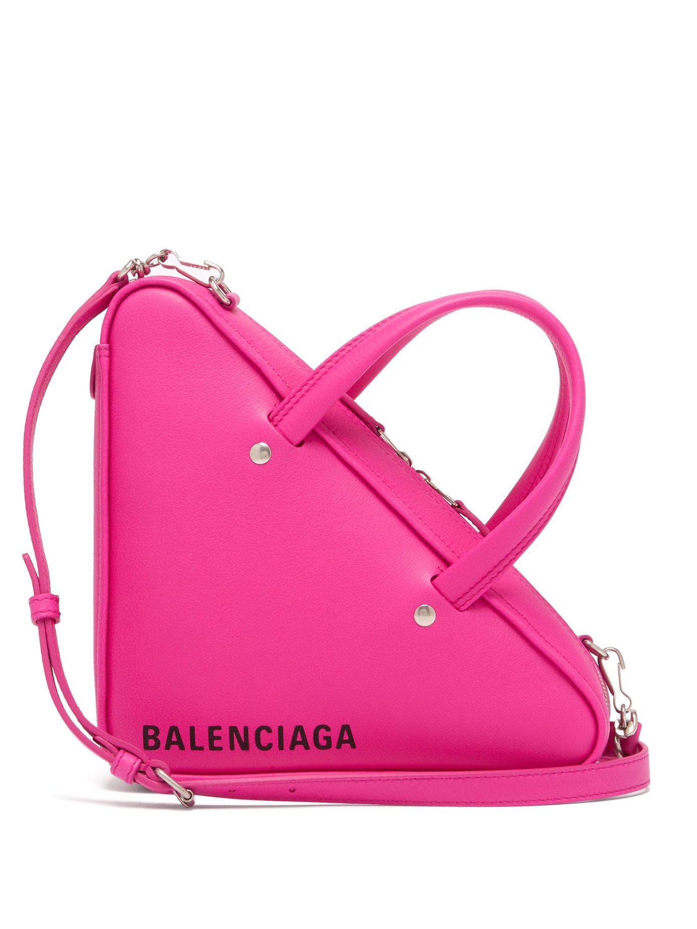 Balenciaga Triangle Duffle Xs Leather Tote in Pink - Lyst