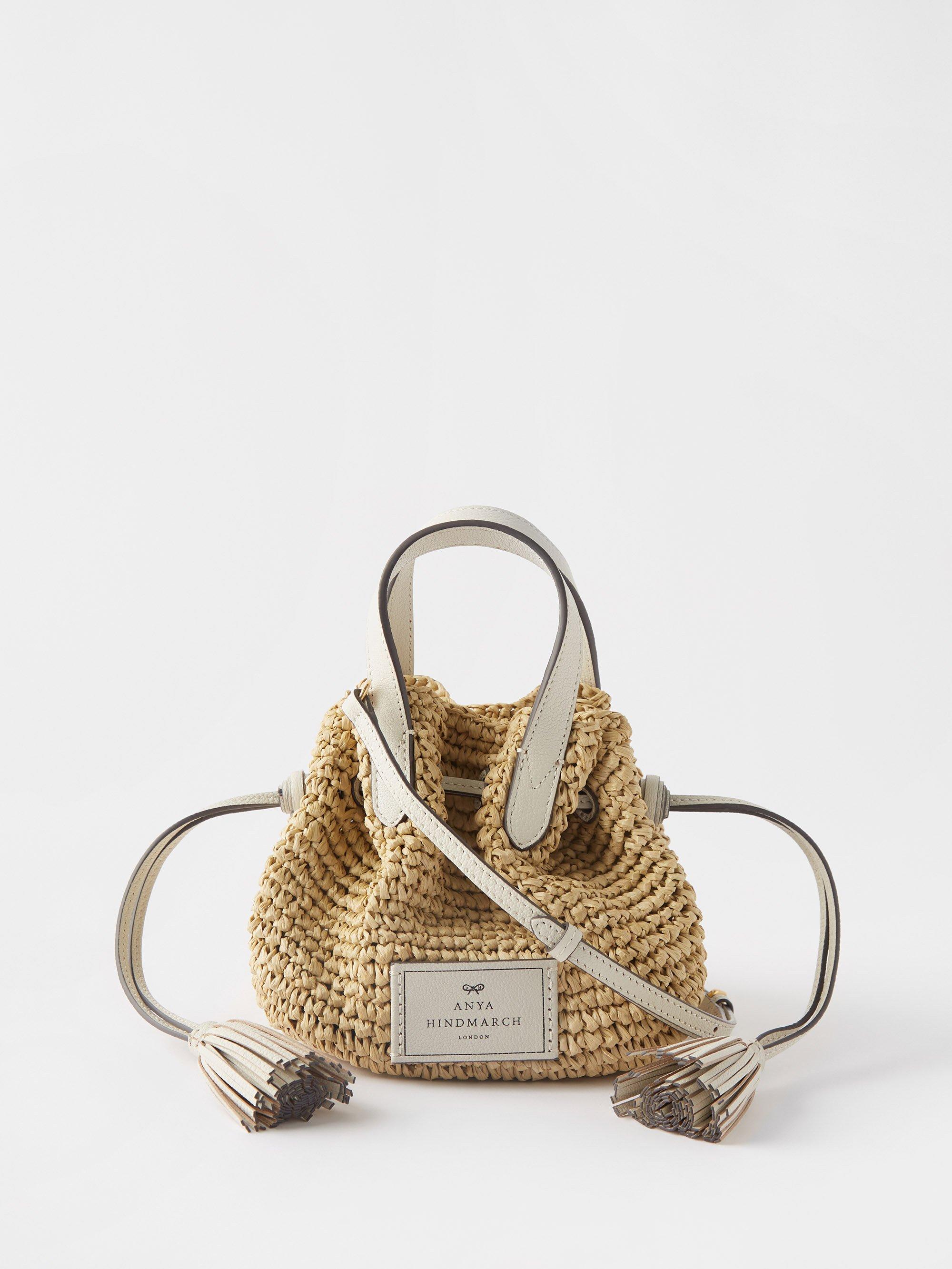 Anya Hindmarch Leathertrim Small Raffia Crossbody Bag in Natural Lyst