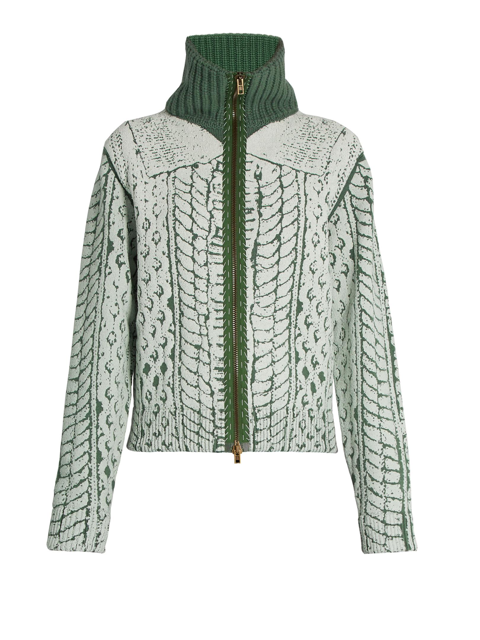 Lyst Maison Margiela CableKnit Print ZipThrough Wool Sweater in White