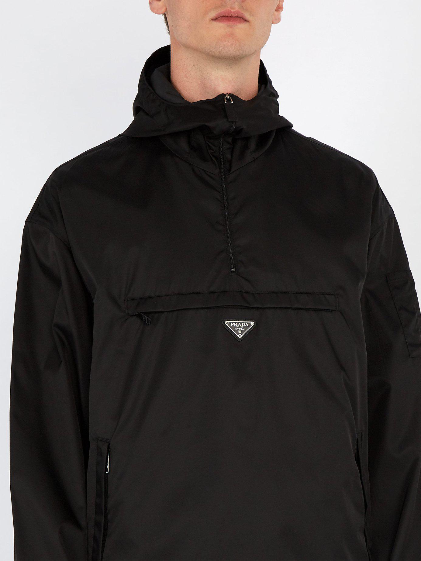 Prada Nylon Gabardine Anorak Jacket in Black for Men | Lyst