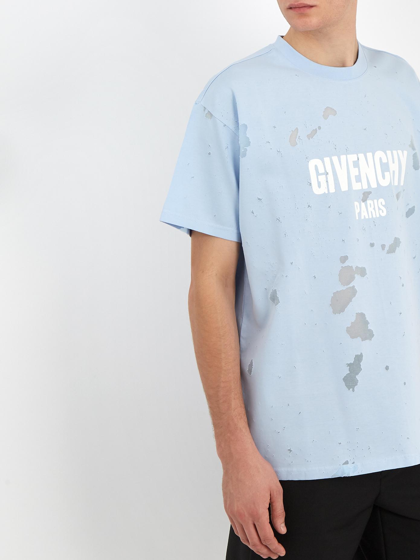 givenchy destroyed t shirt blue