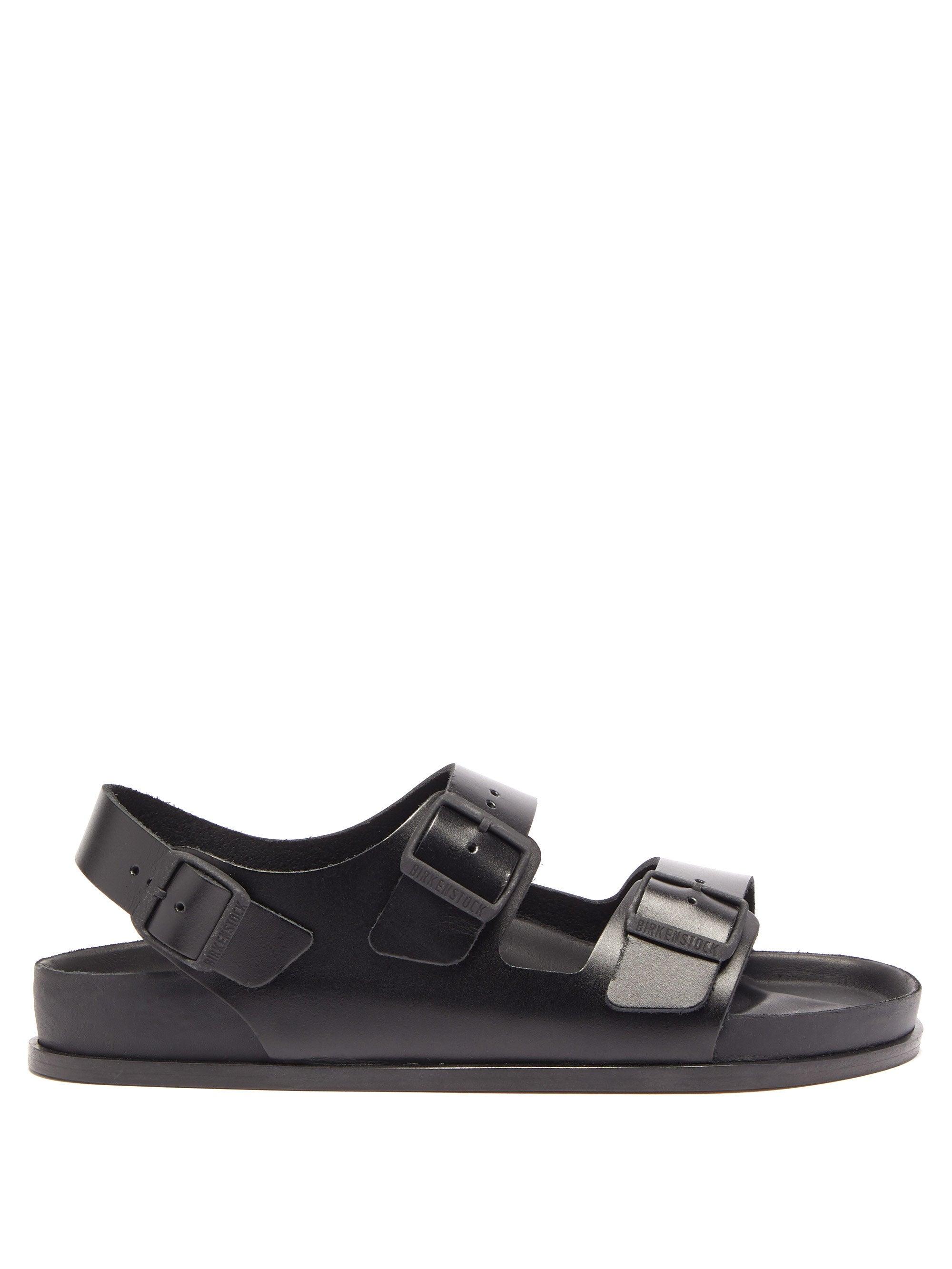 Birkenstock Milano Ankle-strap Leather Sandals in Black for Men - Lyst