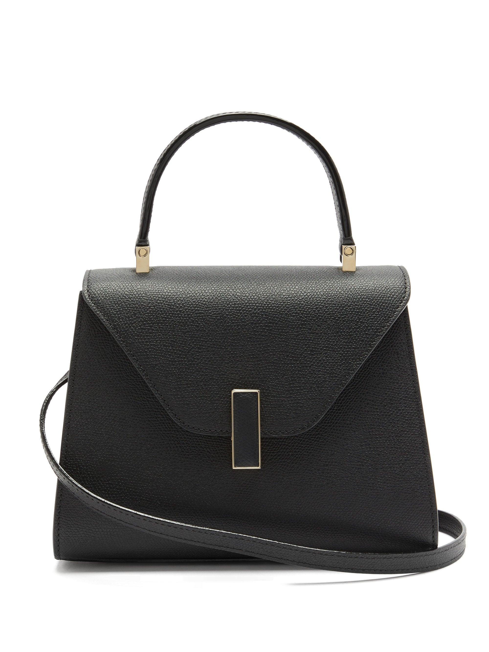 Valextra Iside Mini Grained-leather Bag in Black - Lyst