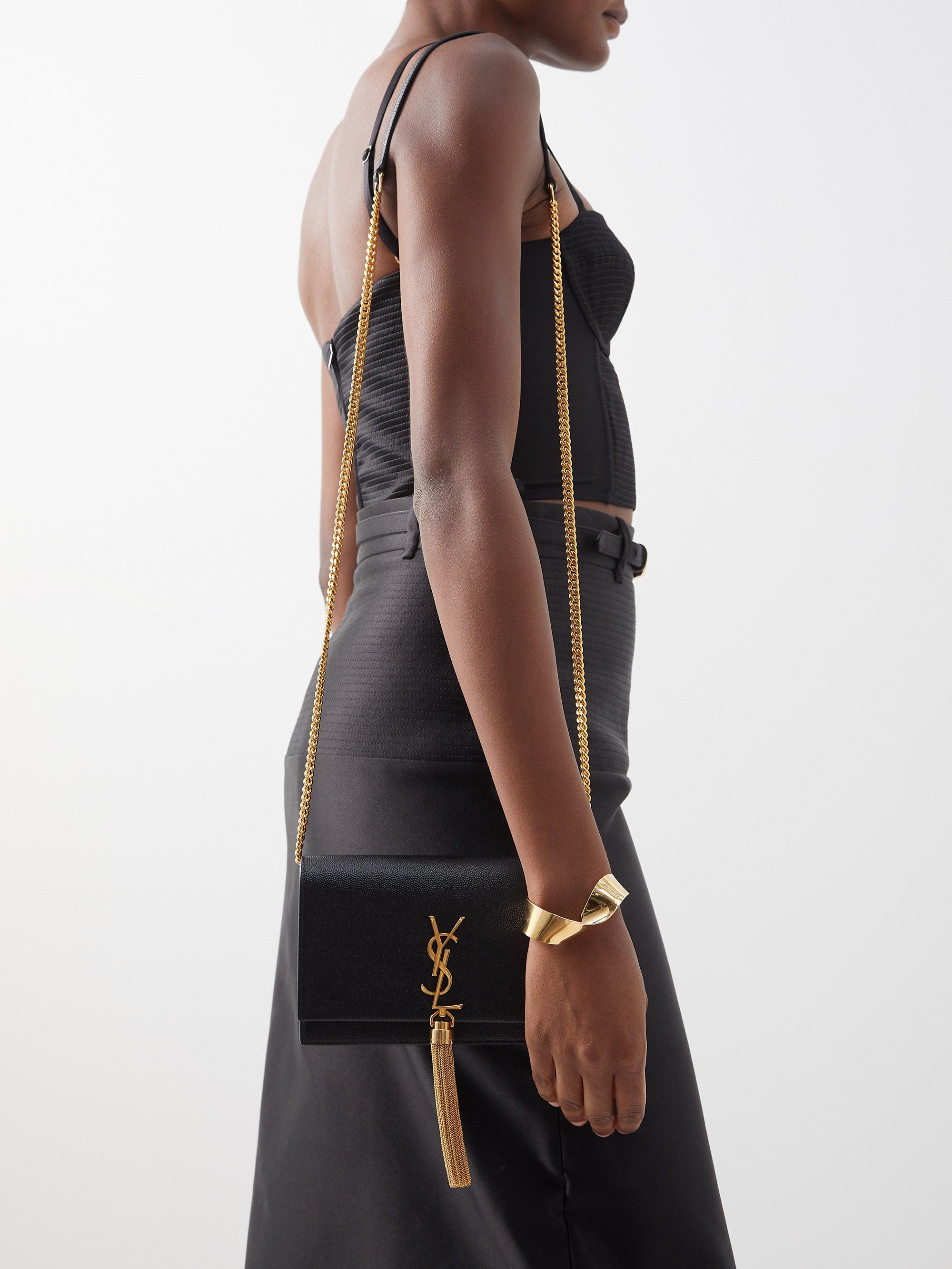 Saint Laurent Kate Small Chain-tassel Leather Cross-body Bag in Black | Lyst