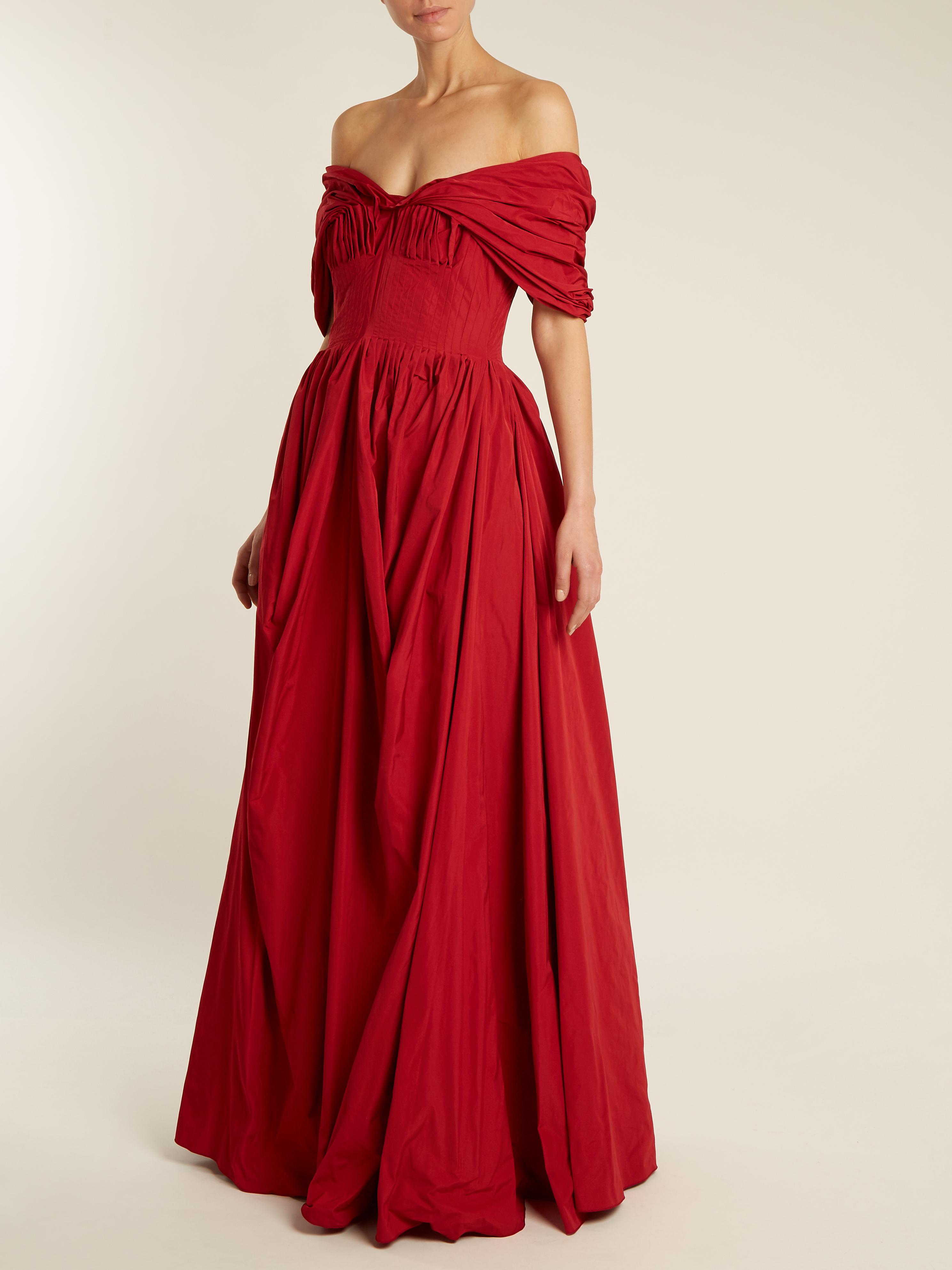 Brock Collection Dionne Off-the-shoulder Taffeta Gown in Red | Lyst