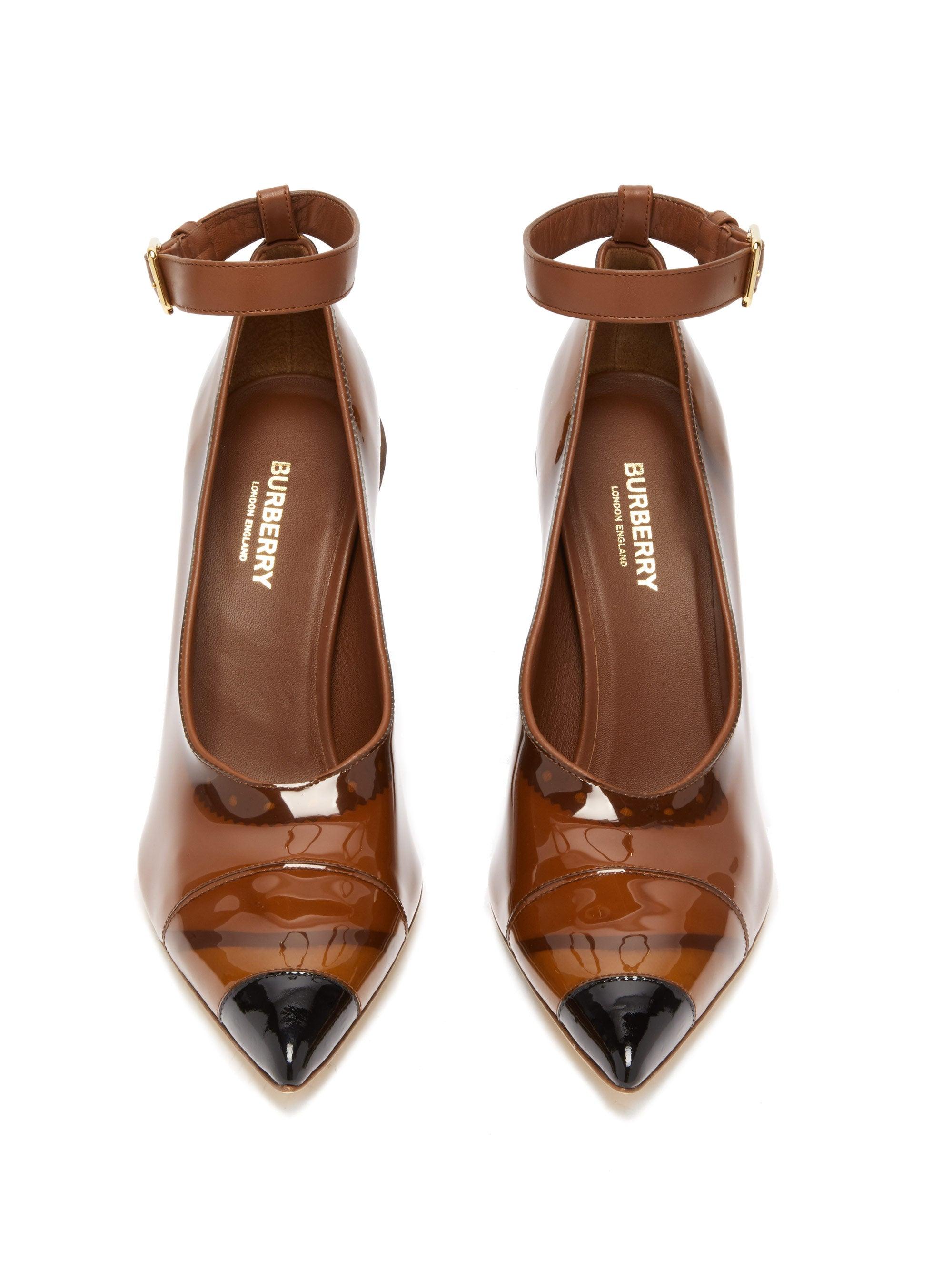 Burberry Evan Pvc-coated Leather Pumps in Brown | Lyst