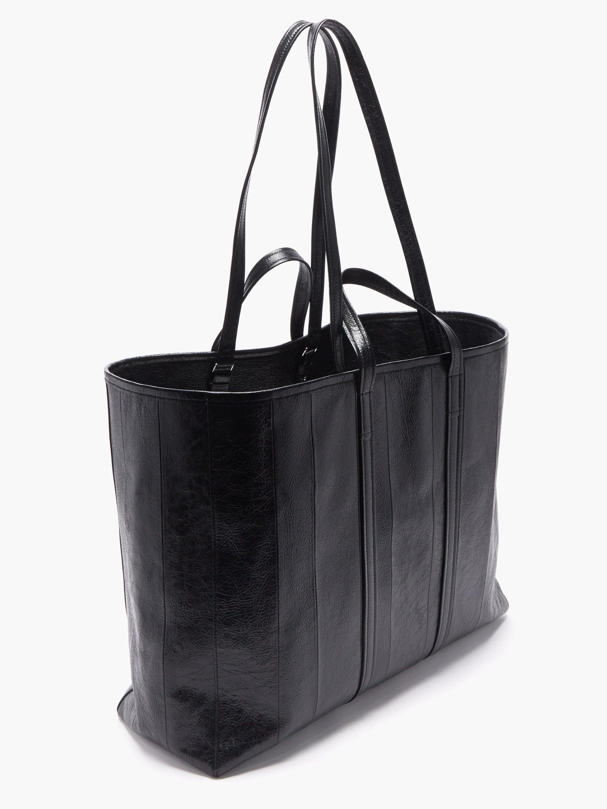 Balenciaga Barbès Cracked-leather Tote Bag in Black for Men | Lyst