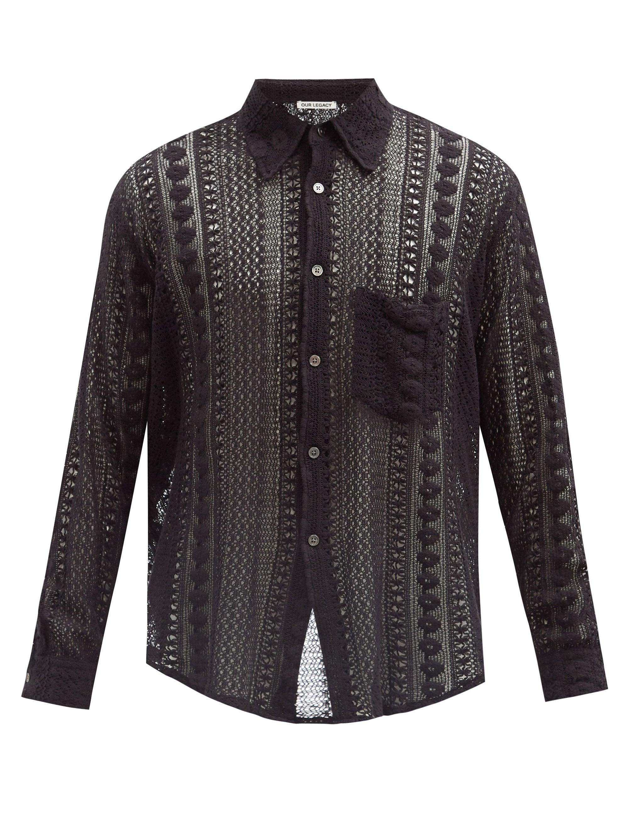 Our Legacy Coco Cotton-blend Crochet Shirt in Black for Men | Lyst