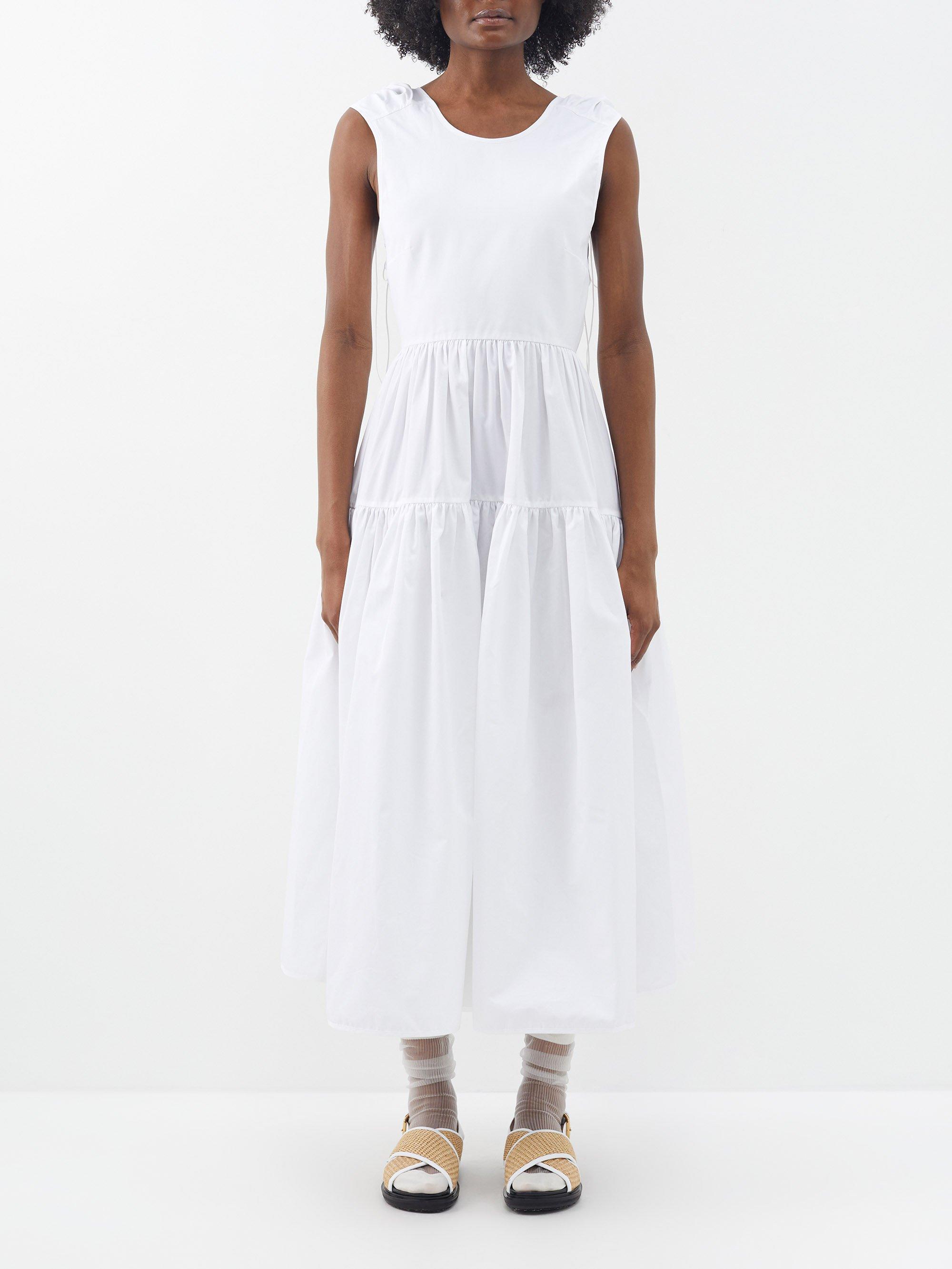 Cecilie Bahnsen Ruth Open-back Cotton-poplin Dress in White | Lyst