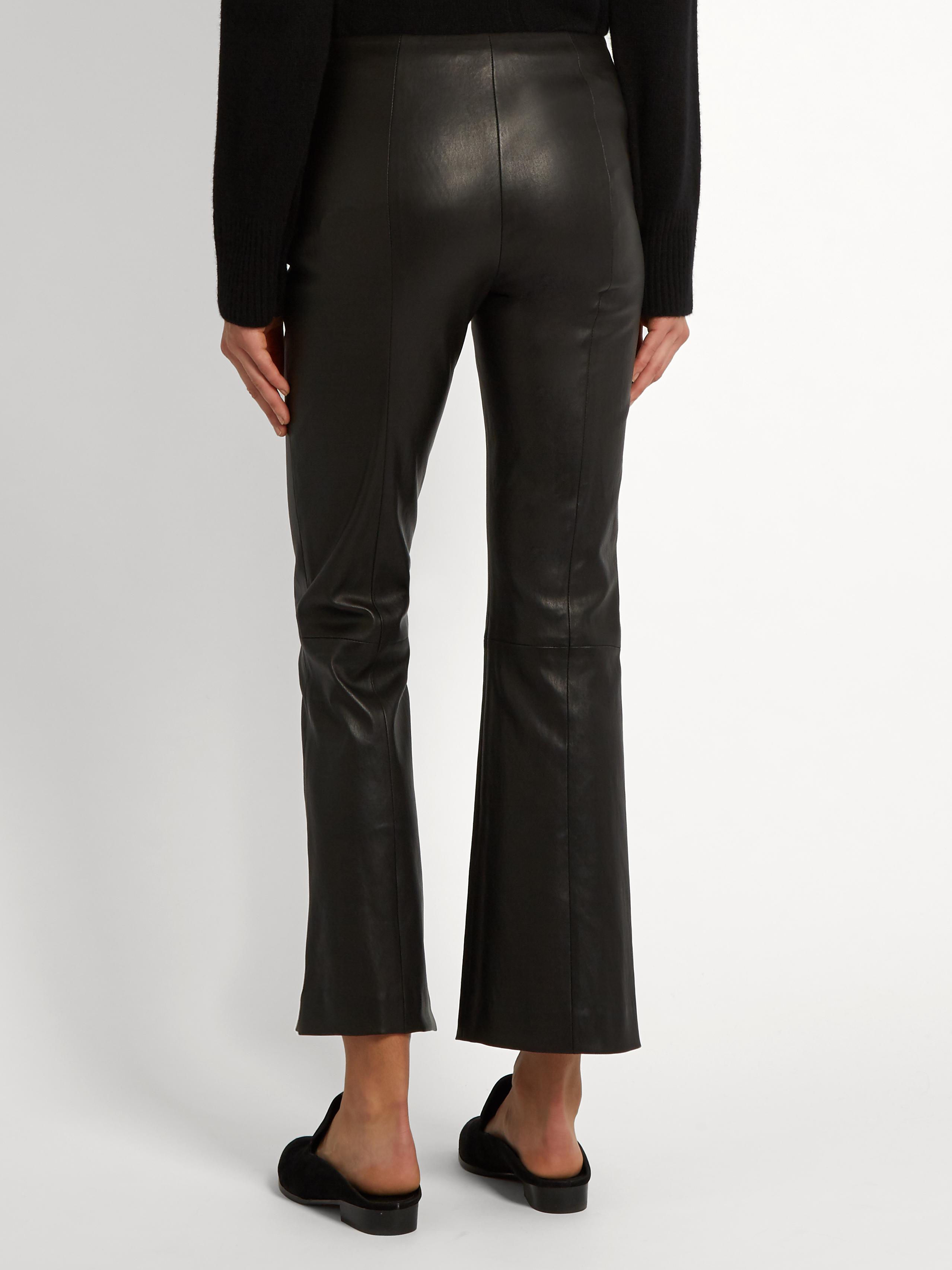 The Row Becca Kick-flare Leather Trousers in Black - Lyst