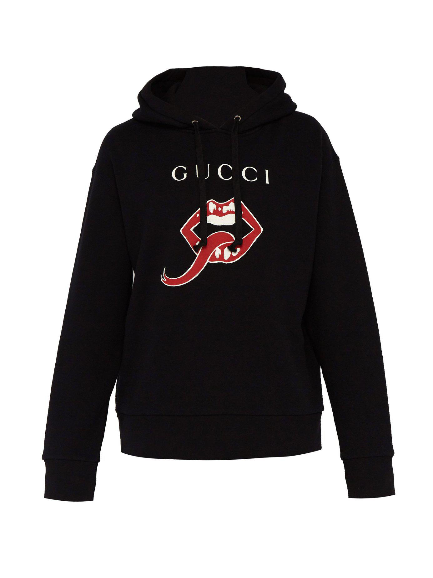Gucci Lips Hooded Sweatshirt in Black for Men | Lyst