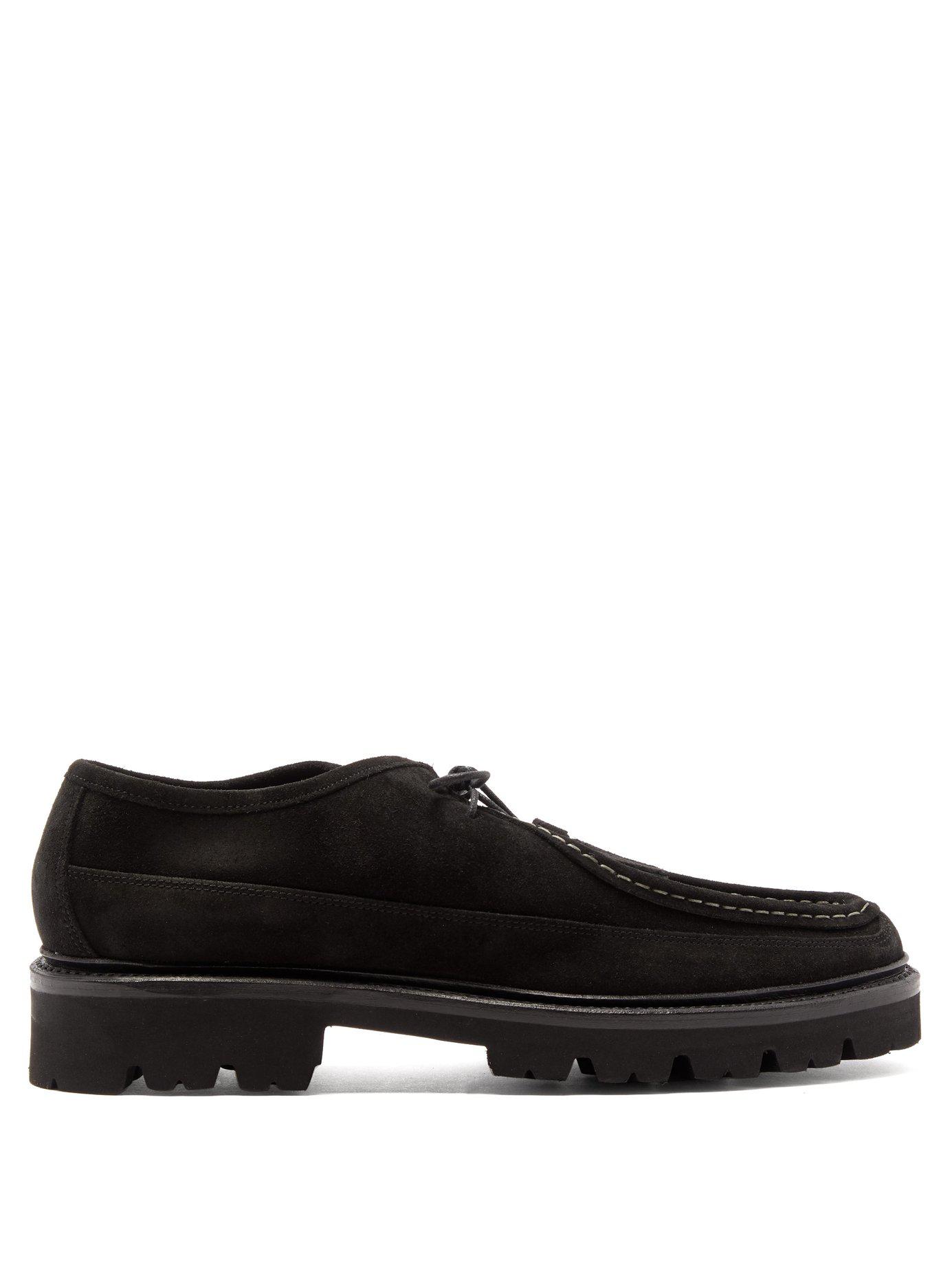 Grenson Bennett Suede Derby Shoes in Black for Men | Lyst