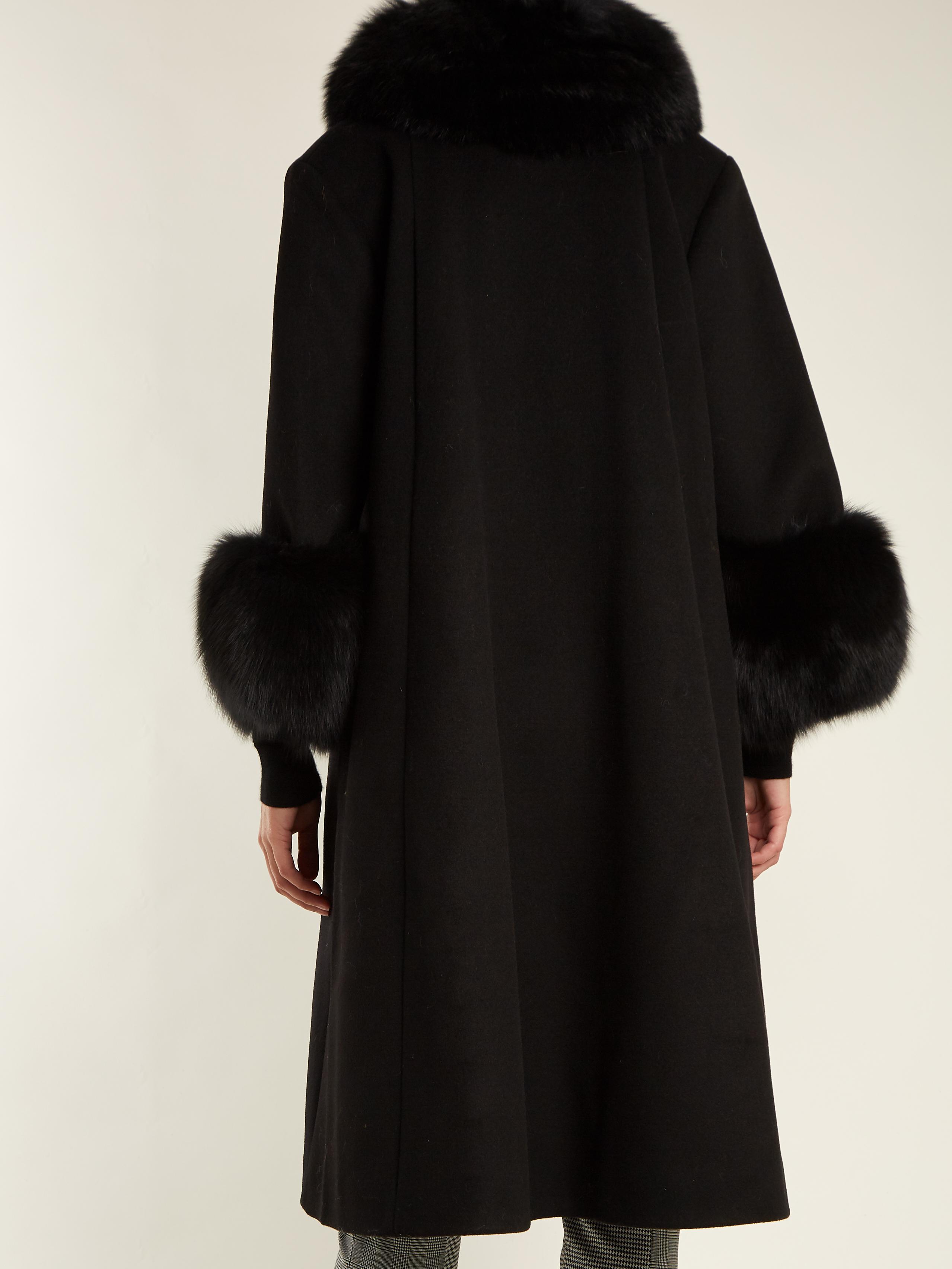 fur trimmed wool coat