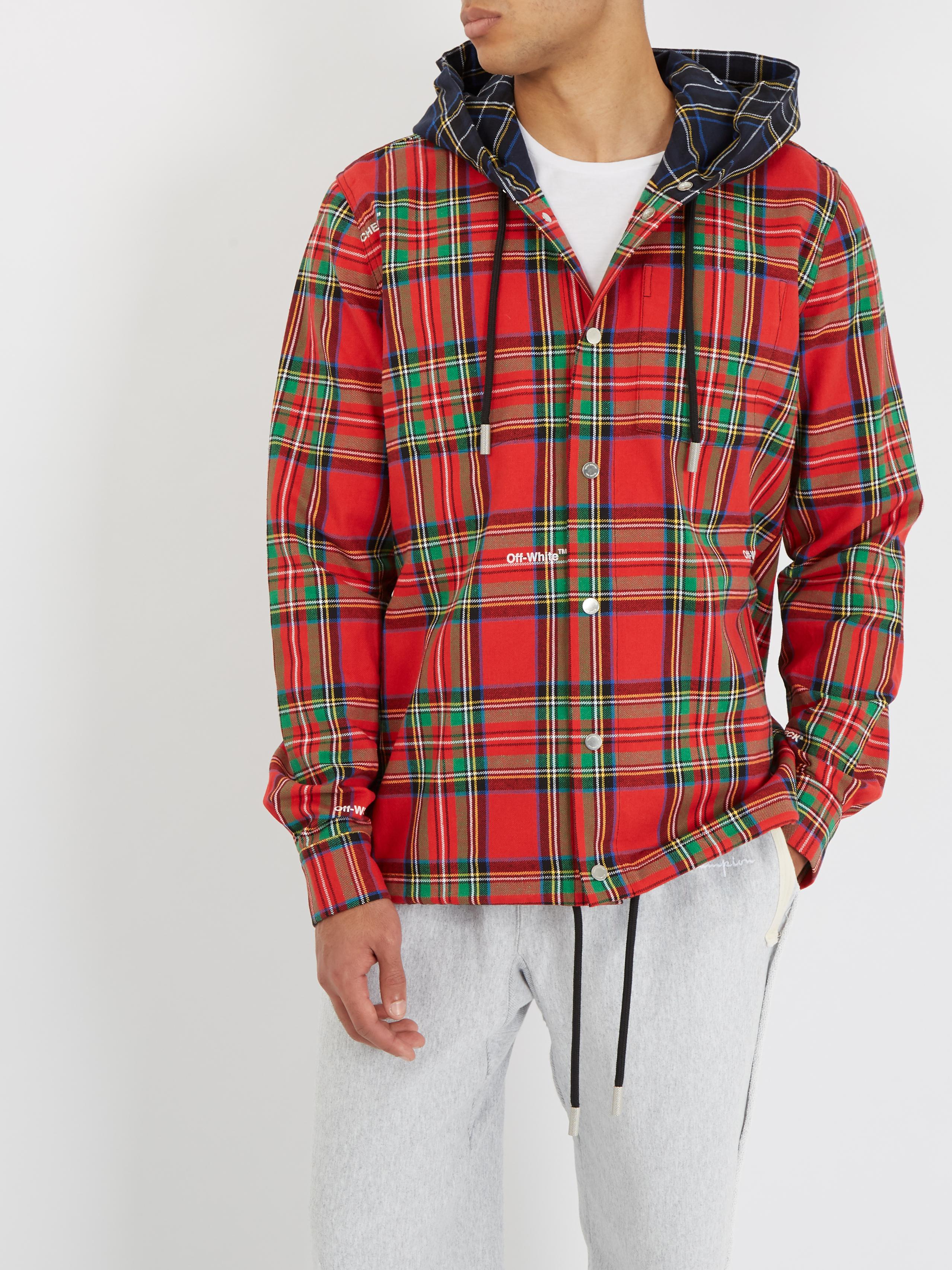 off white hooded flannel