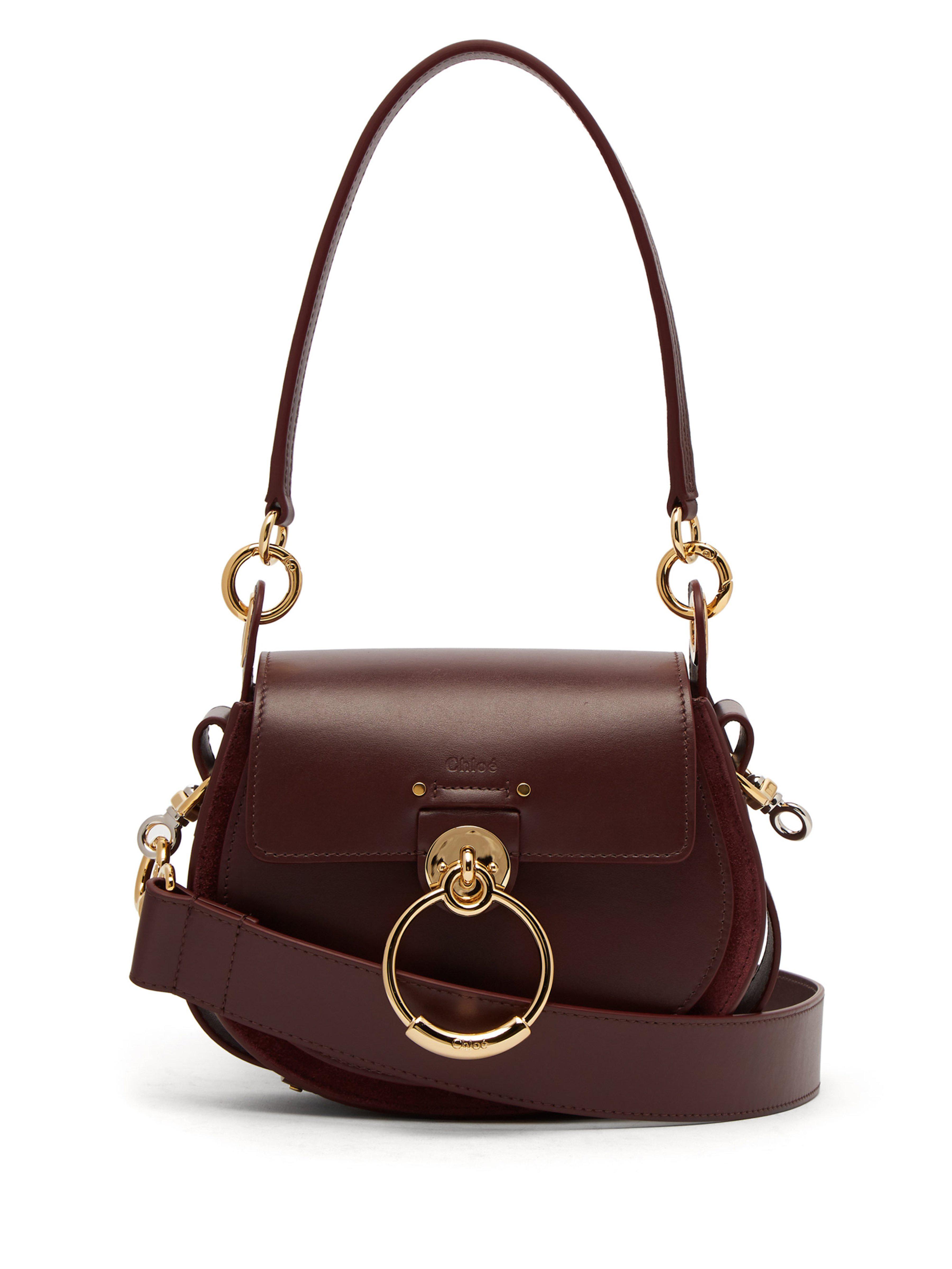Chloé Tess Small Leather/suede Camera Crossbody Bag in Burgundy (Brown