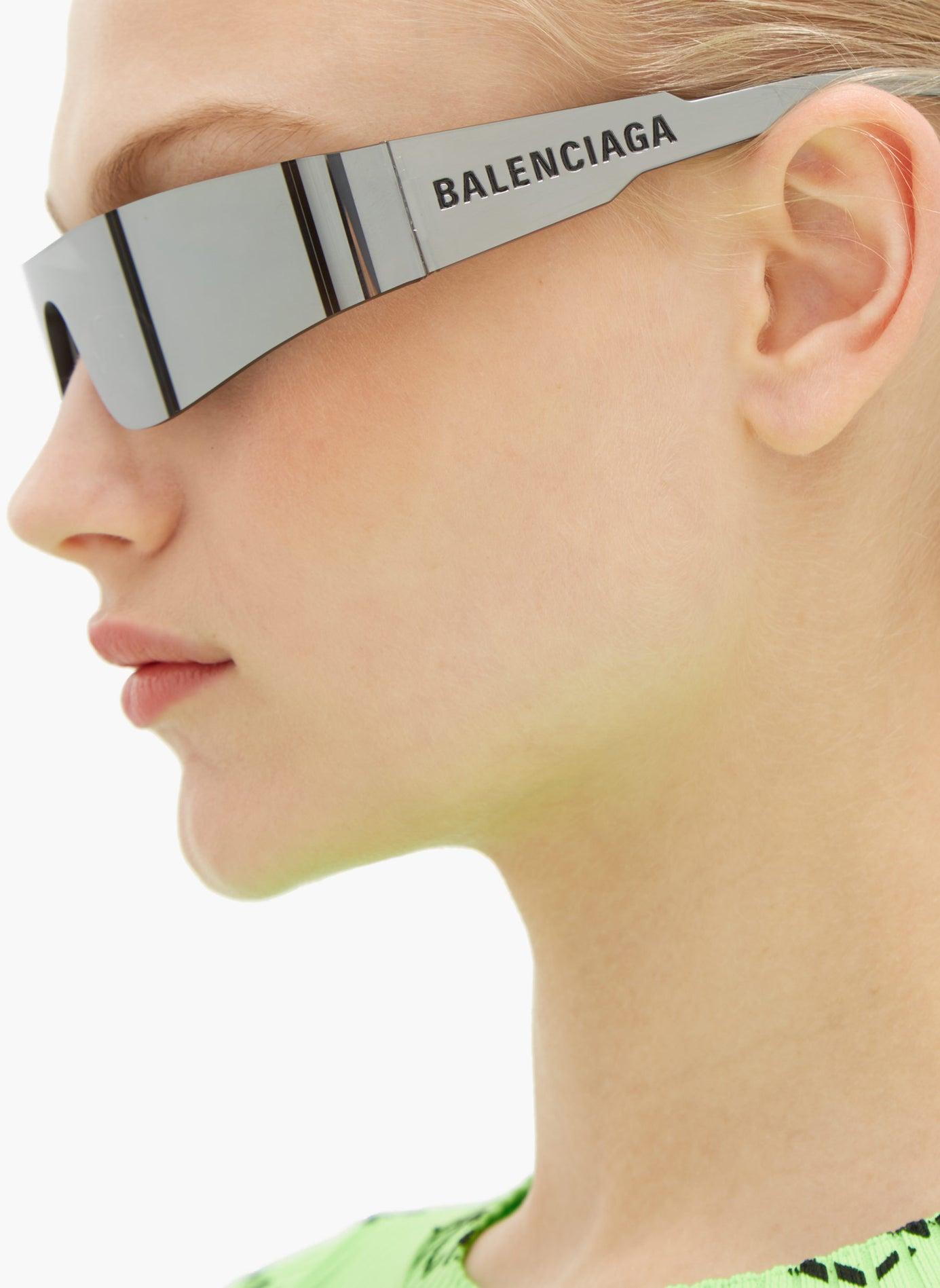 Balenciaga Reflective Shield Acetate Sunglasses in Silver (Metallic) Lyst