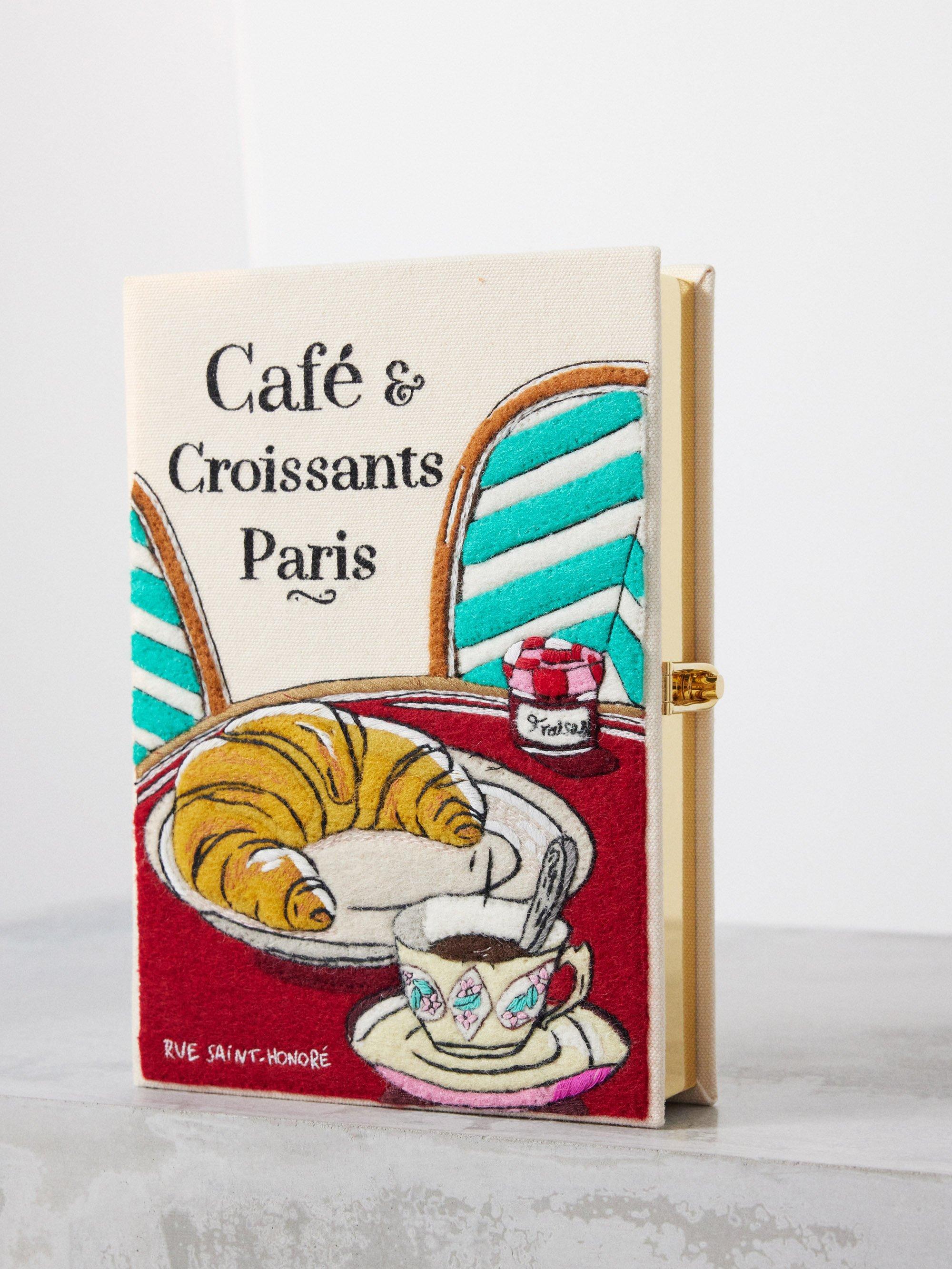 Olympia Le Tan Caf And Croissants Embroidered Book Clutch Bag in