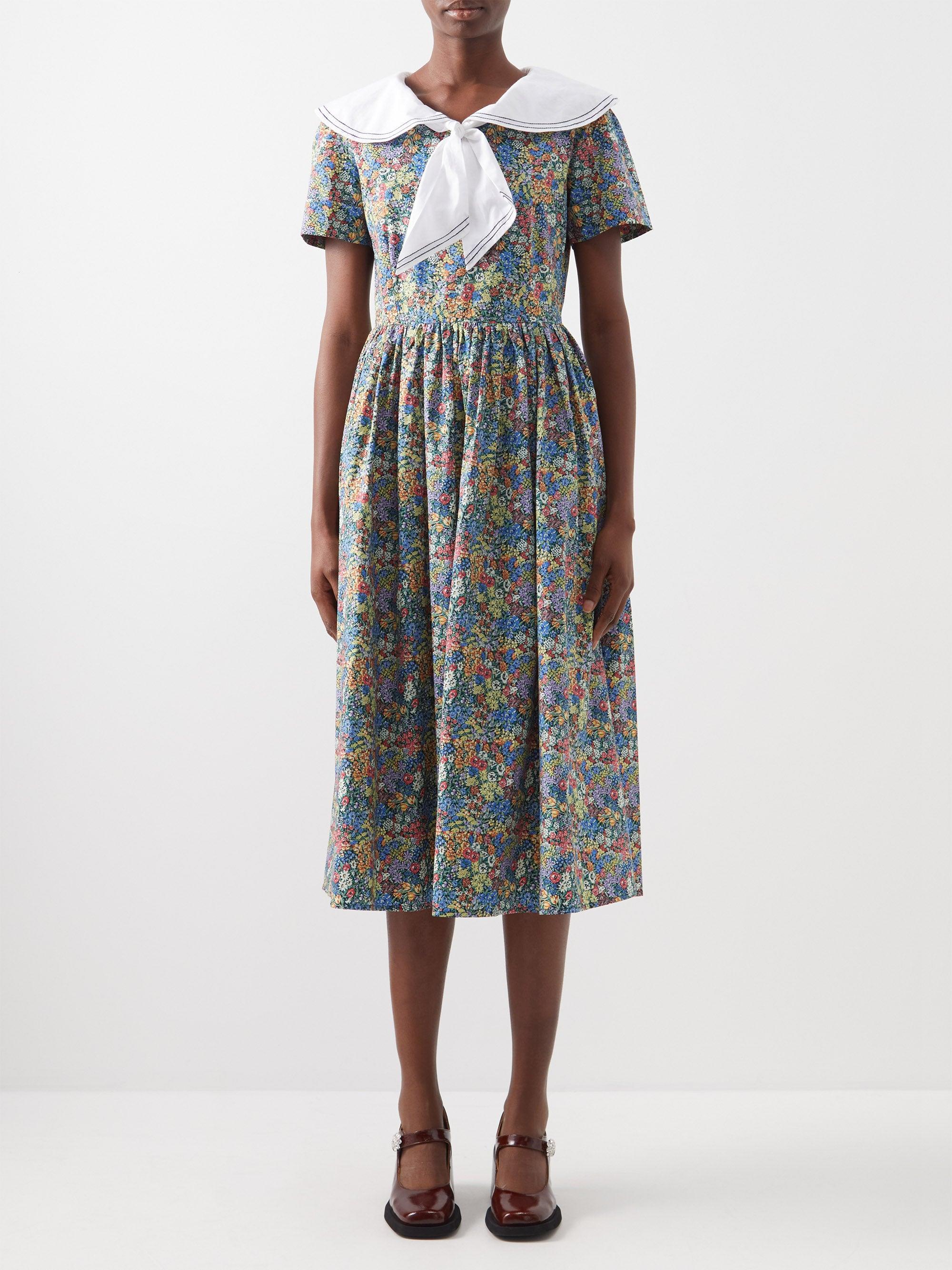 BATSHEVA X Laura Ashley Tye Floralprint Cotton Dress Lyst