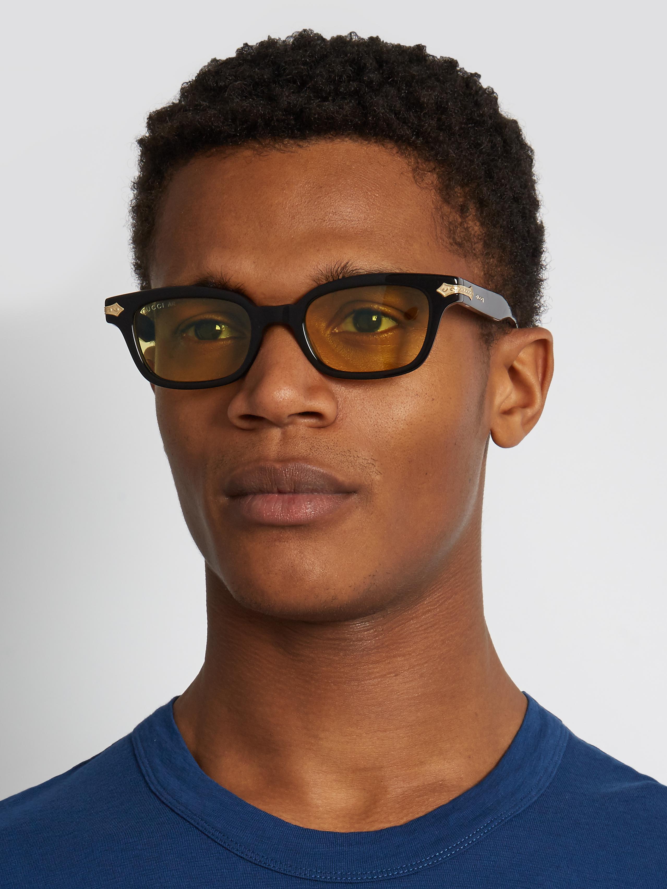 Gucci Rectangle-frame Acetate Sunglasses in Black for Men | Lyst UK