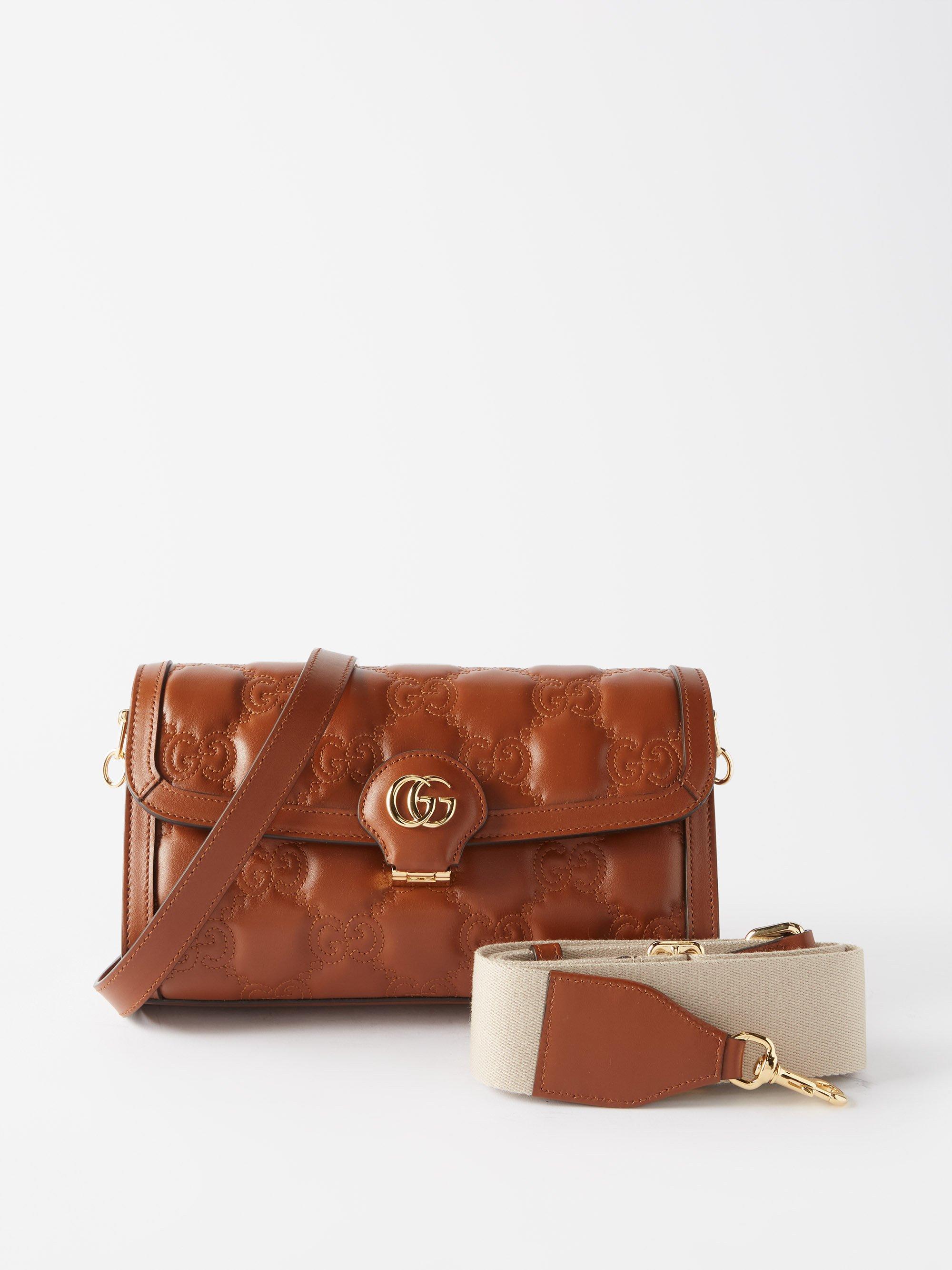 Gucci GG-matelassé Small Leather Cross-body Bag in Brown | Lyst
