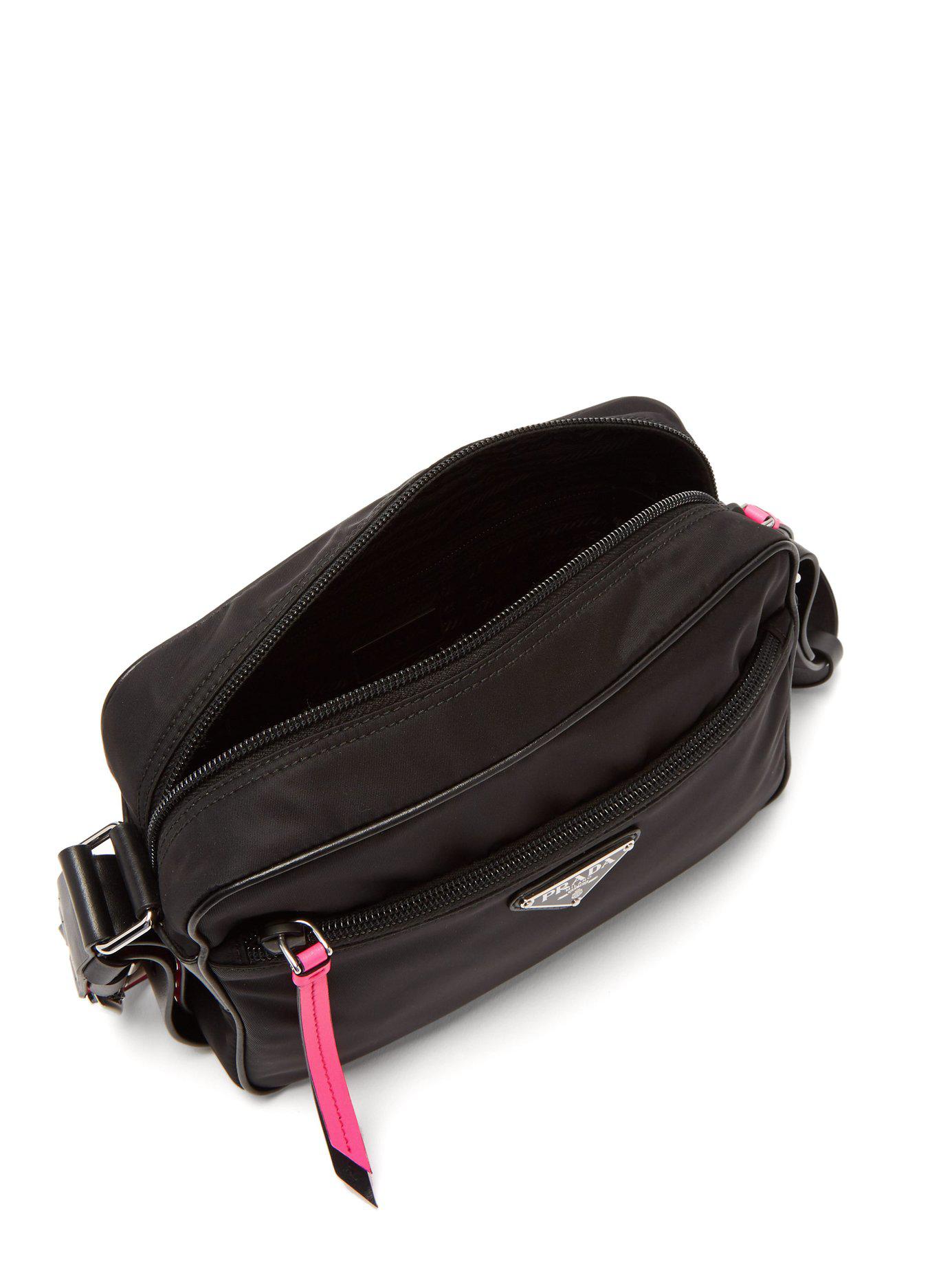 prada new vela studded nylon shoulder bag
