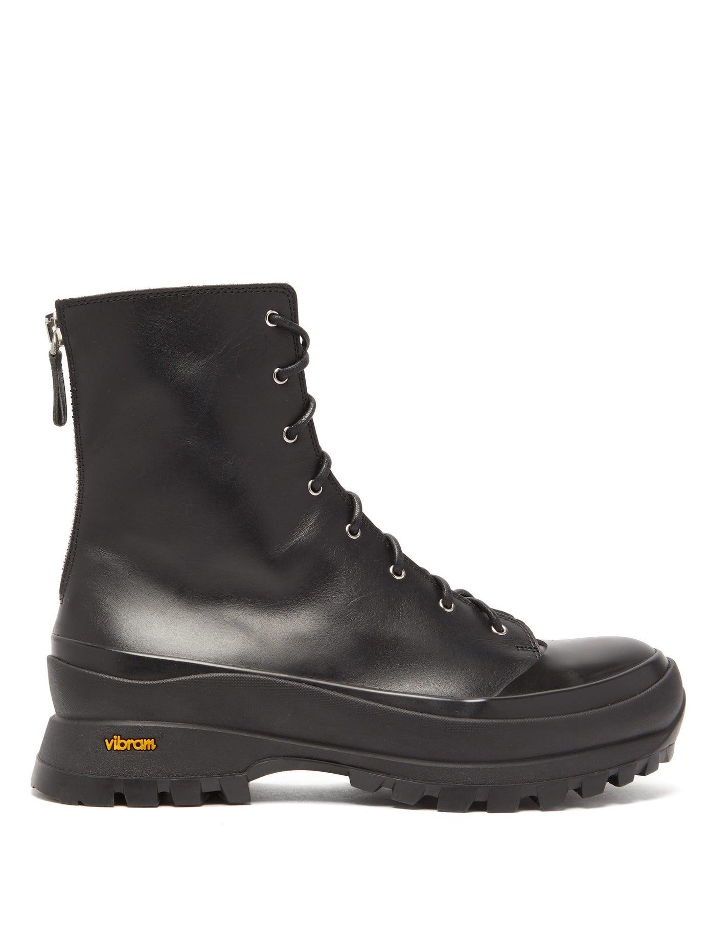 Jil Sander Trek-sole Leather Hiking Boots in Black - Lyst