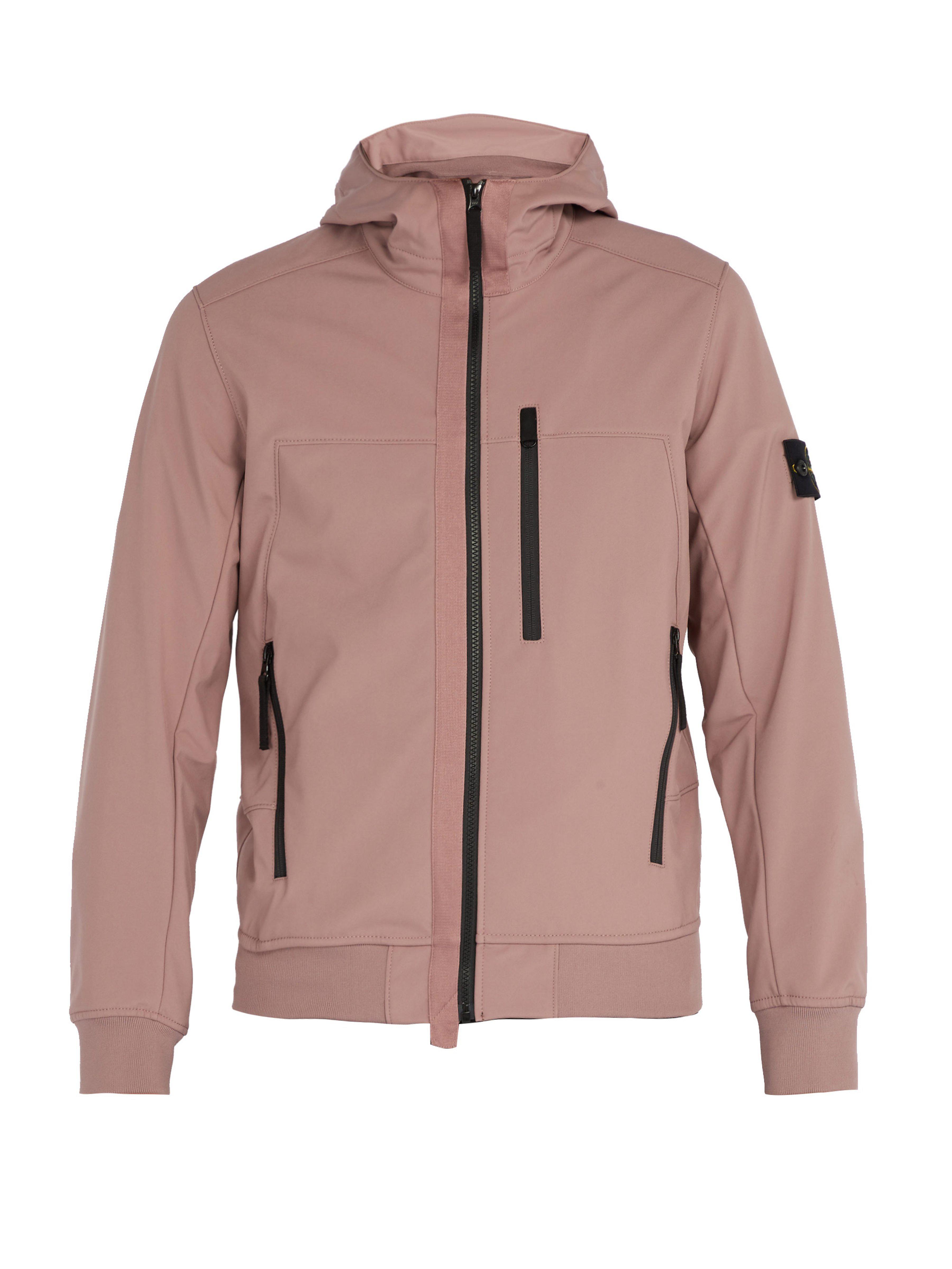 Stone Island Soft Shell-r Waterproof Hooded Jacket in Pink for Men | Lyst UK