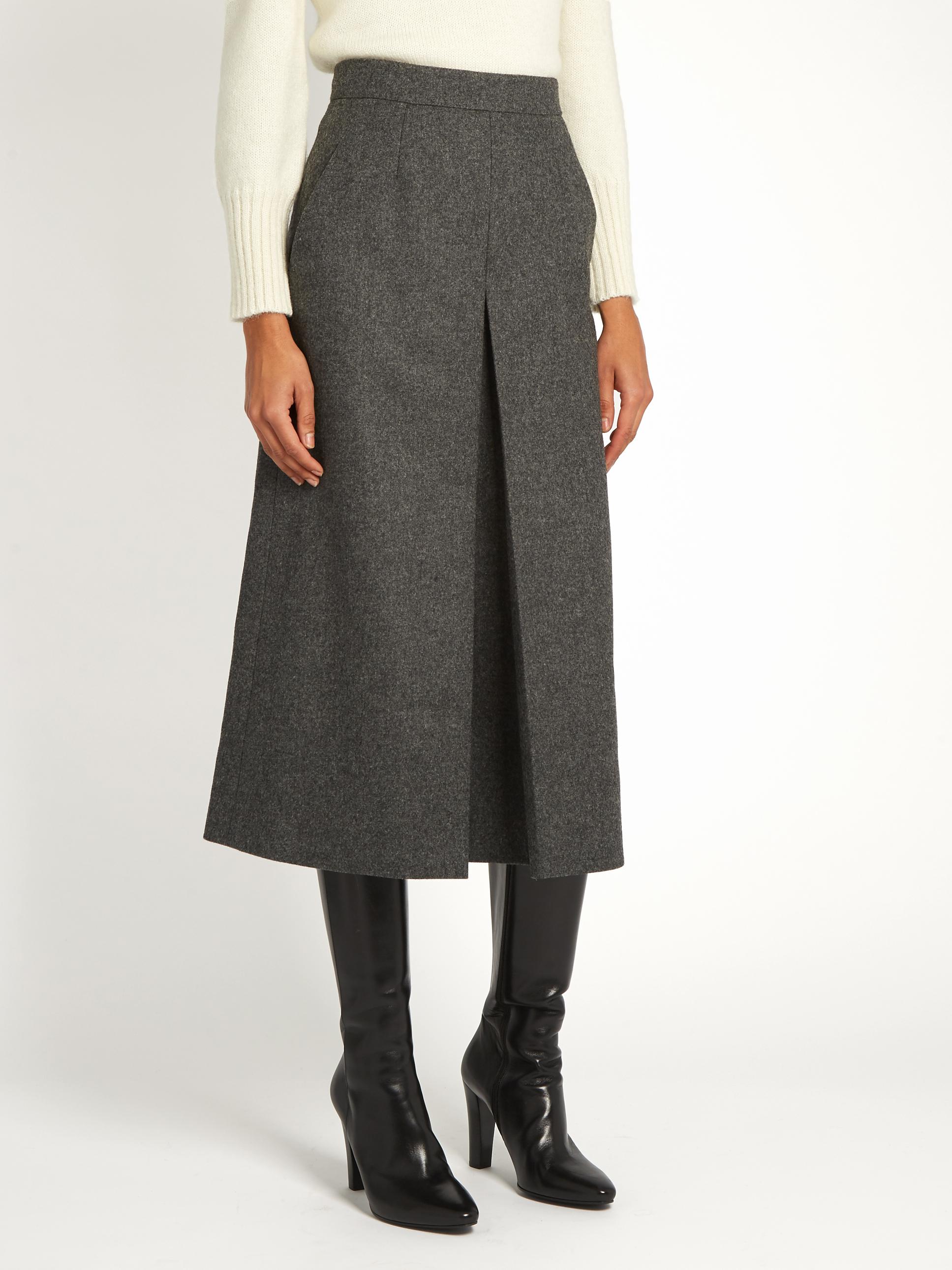 Saint Laurent Wide-leg Wool Culottes in Gray | Lyst