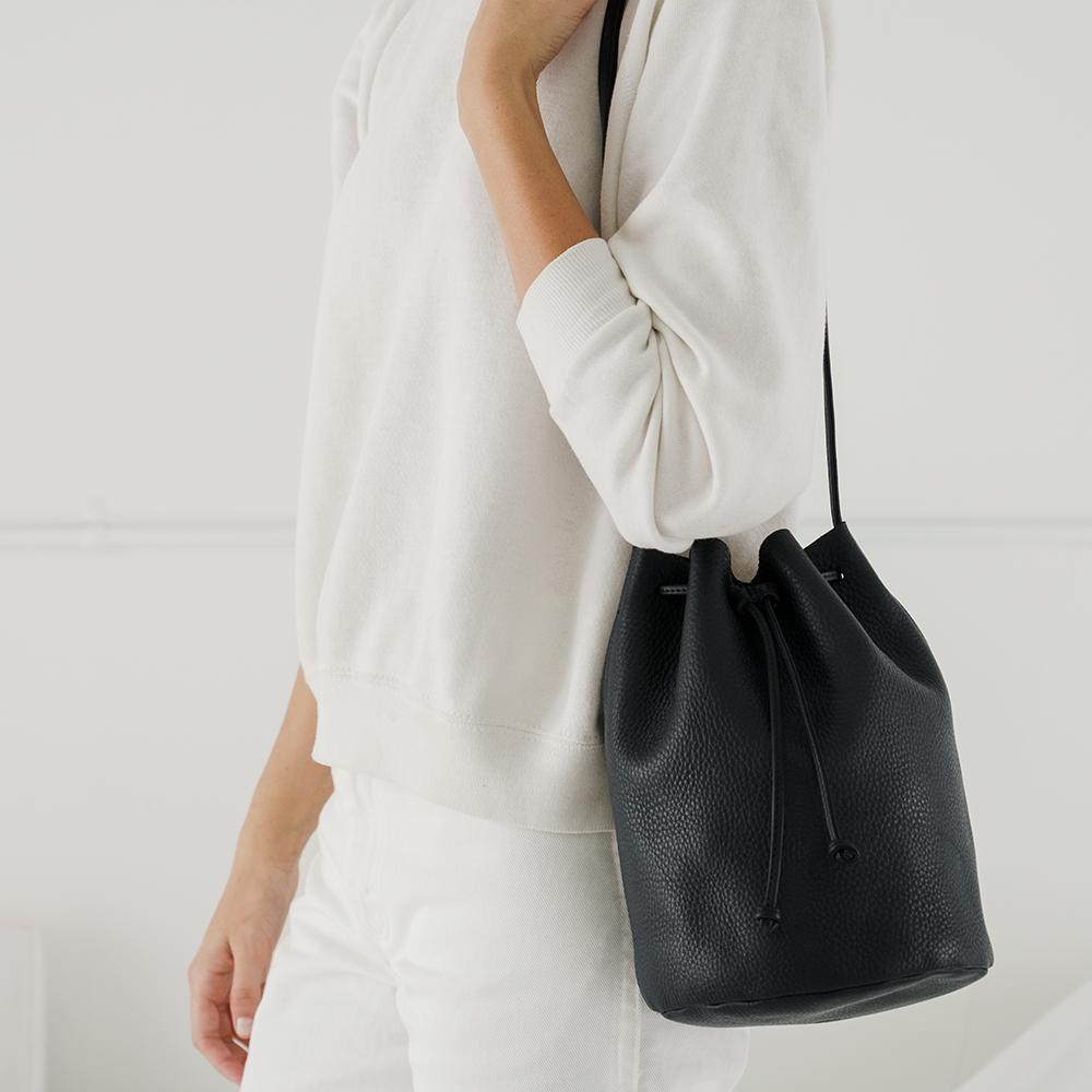 baggu leather drawstring purse