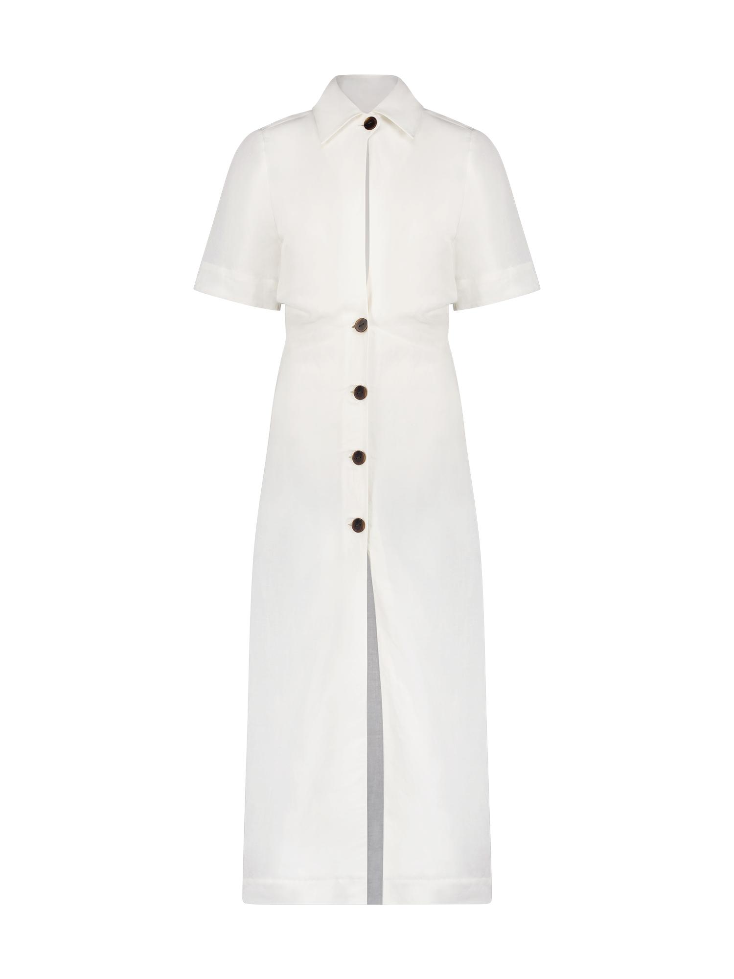 Matthew Bruch Blouson White Viscose Midi Shirt Dress | Lyst