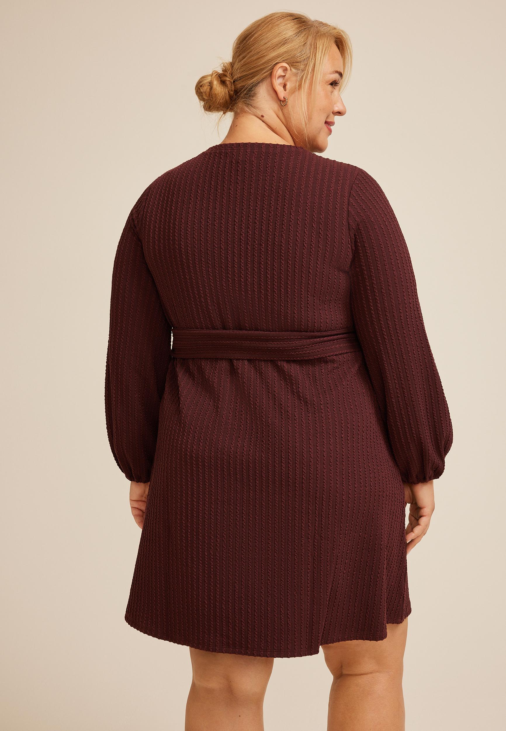 maurices Jacquard Bubble Sleeve Belted Mini Dress in Red | Lyst