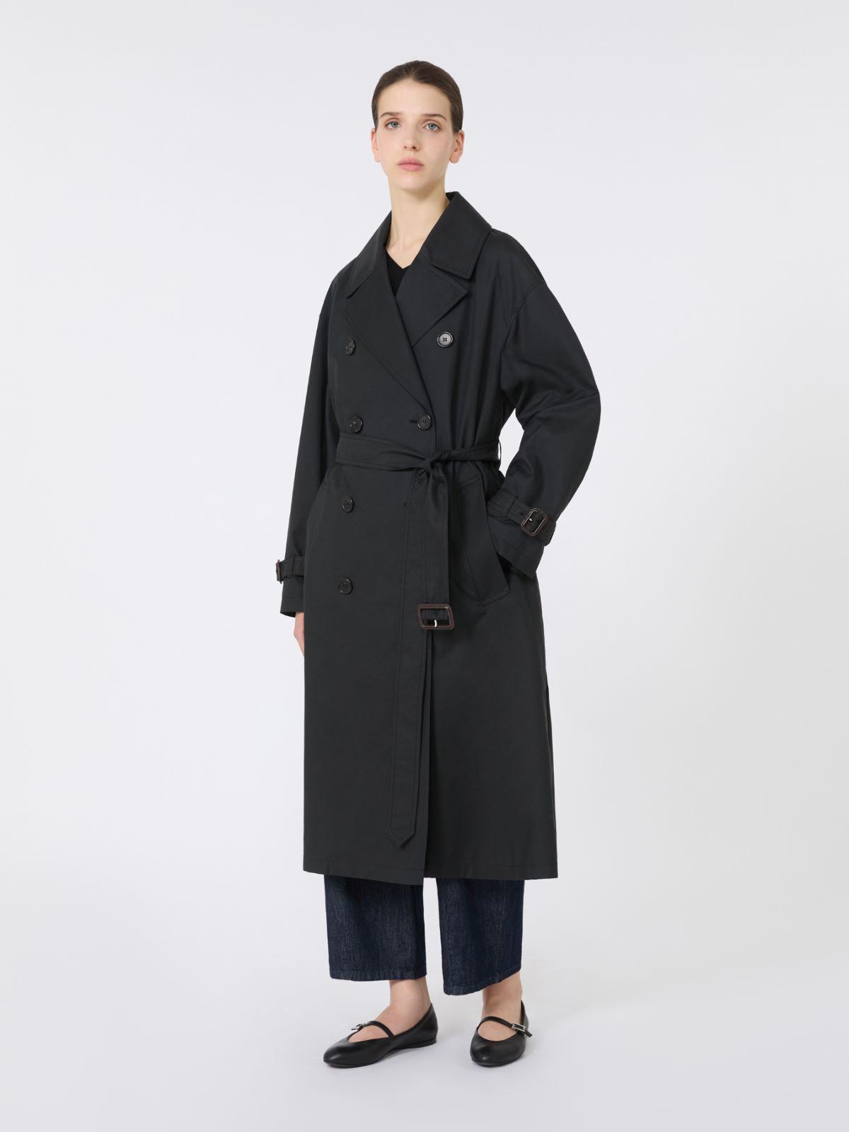 トレンチコート Max Mara Collarless Double-Breasted Jim Trench Coat Water-repellent twill crew-neck trench coat, sand | 