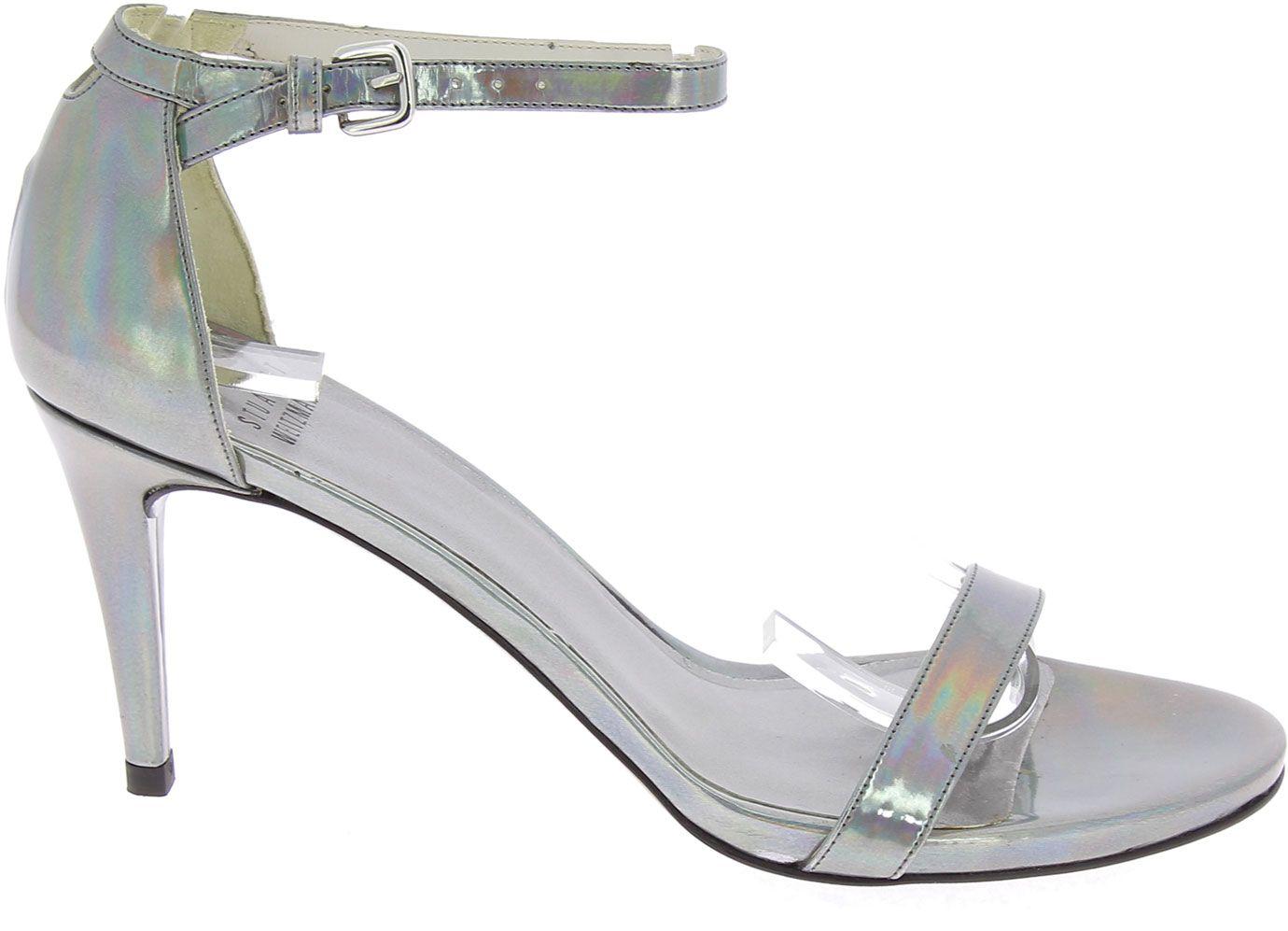 stuart weitzman silver flat sandals