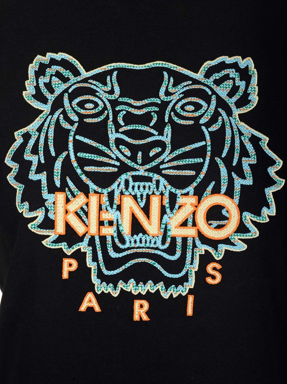 Kenzo Cotton Tiger Head Embroidered T Shirt In Nero Black Save 49 Lyst