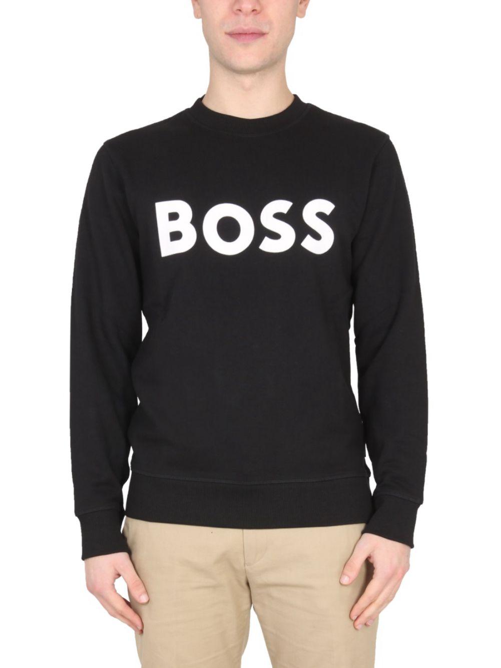 BOSS by HUGO BOSS Crewneck Sweater With Logo in Black for Men | Lyst