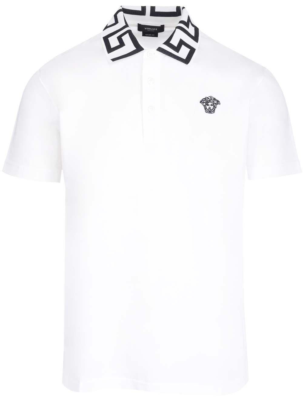 Versace White "la Greca" Polo Shirt for Men | Lyst