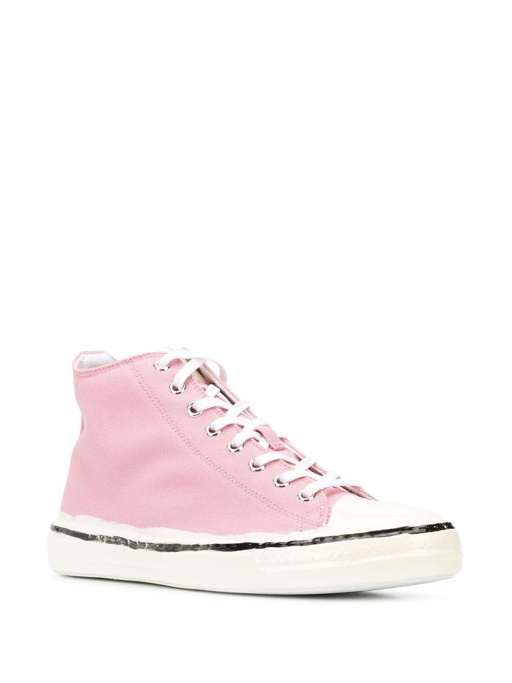 Marni Cotton Hi Top Sneakers in Pink - Lyst