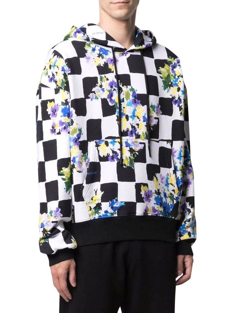 Off-White c/o Virgil Abloh Floral Check Hoodie in White for Men | Lyst