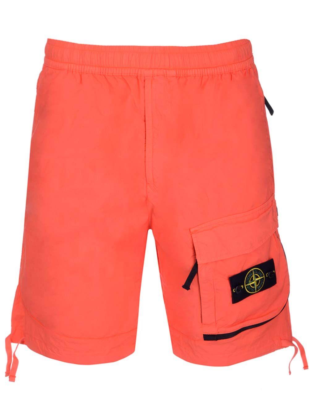 Stone Island Cotton Orange Cargo Shorts 
