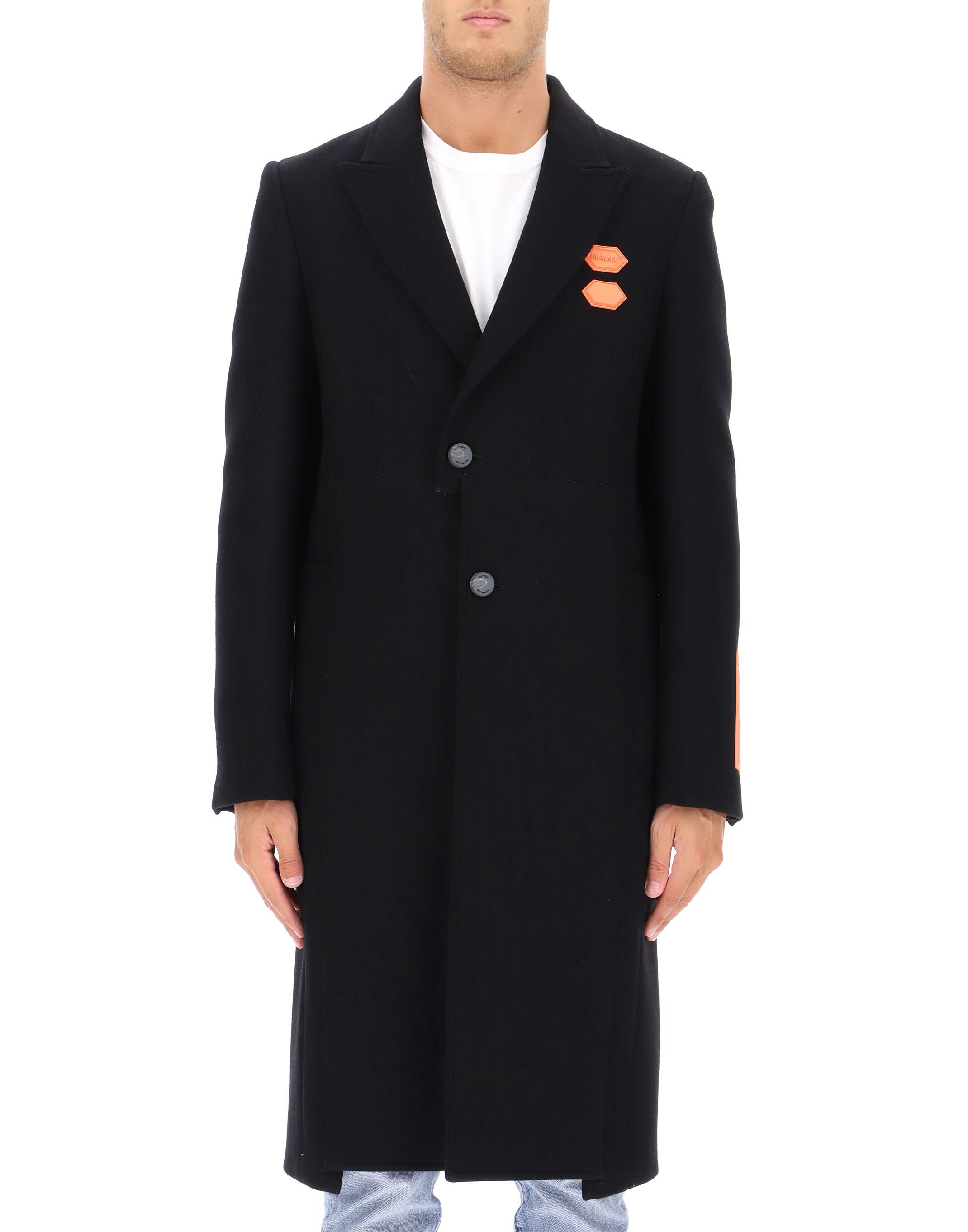 Off-White c/o Virgil Abloh Black Wool Coat for Men - Lyst