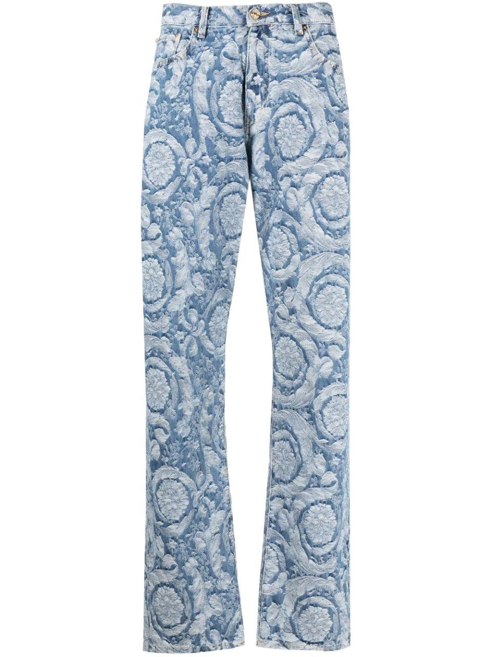 Versace Barocco Silhouette Patterned Jeans in Blue for Men | Lyst