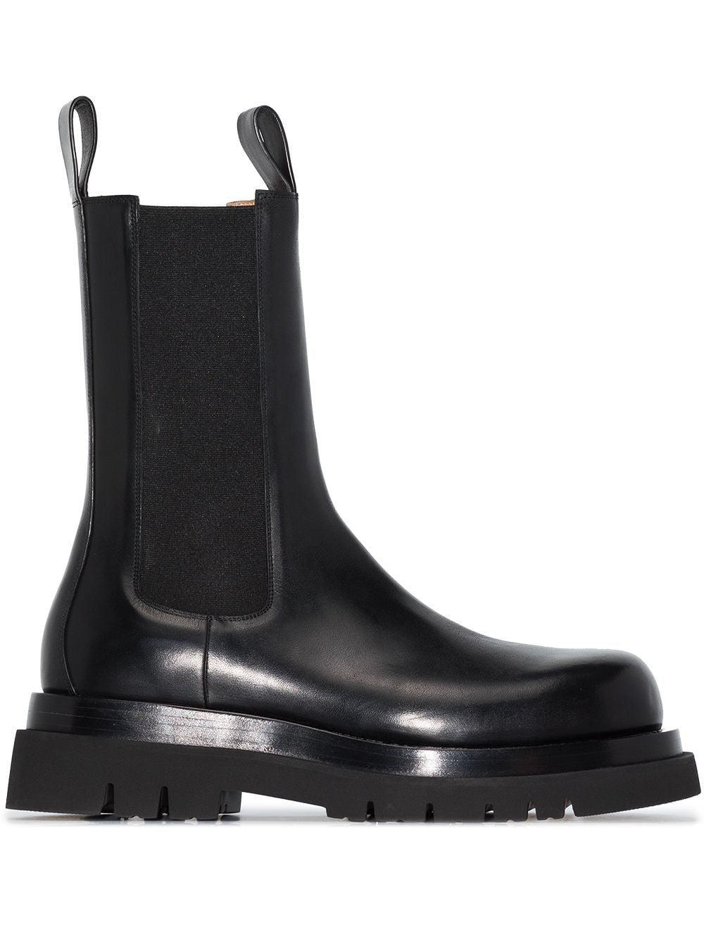 Bottega Veneta Leather Lug Combat Rubberised Chelsea Boots in 